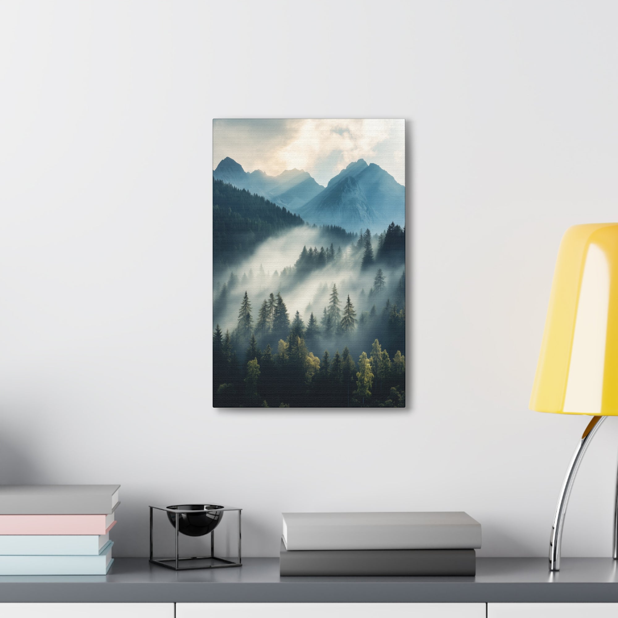 Misty Mountain Dreamscape Canvas Wall Art - SynthFrame