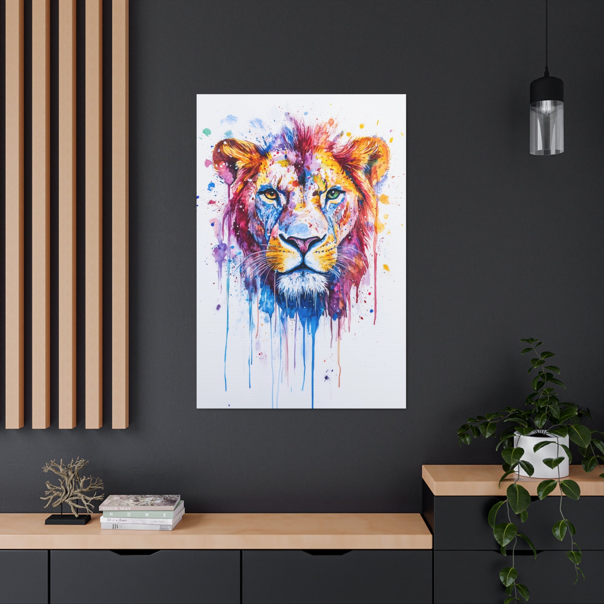 Watercolor Lion Canvas Wall Art - SynthFrame