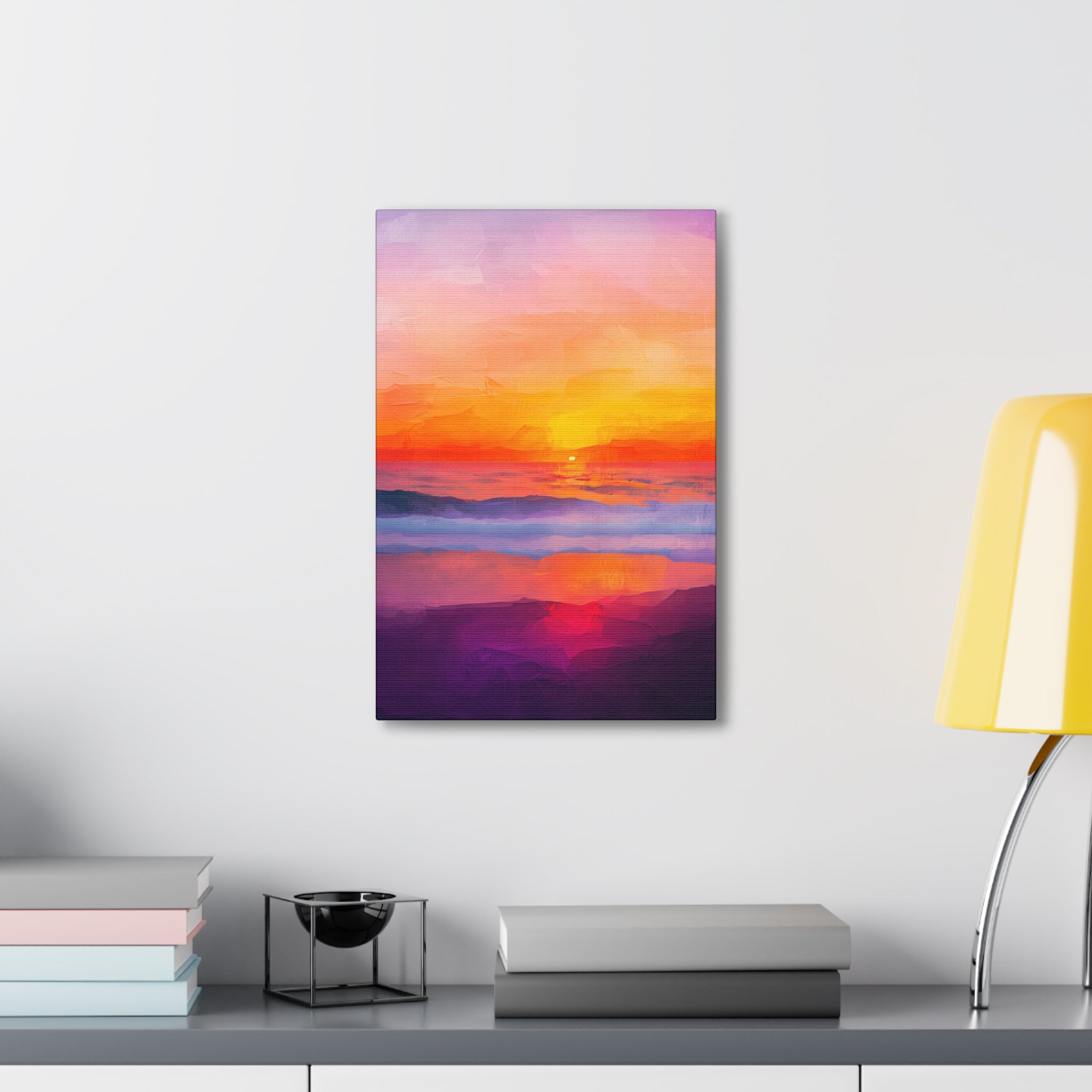 Abstract Coastal Sunset Canvas Wall Art - SynthFrame