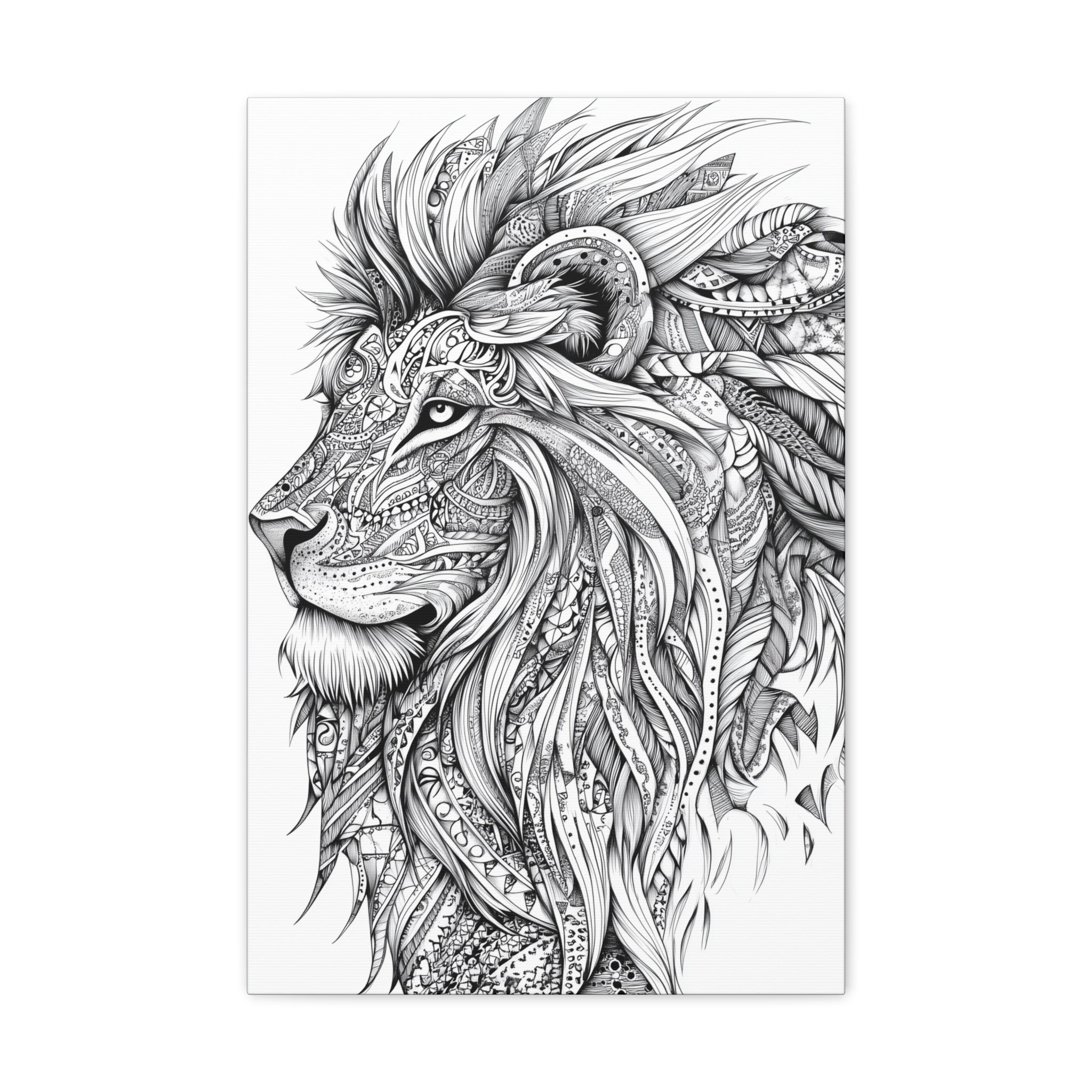 Zentangle Lion Canvas Wall Art - SynthFrame