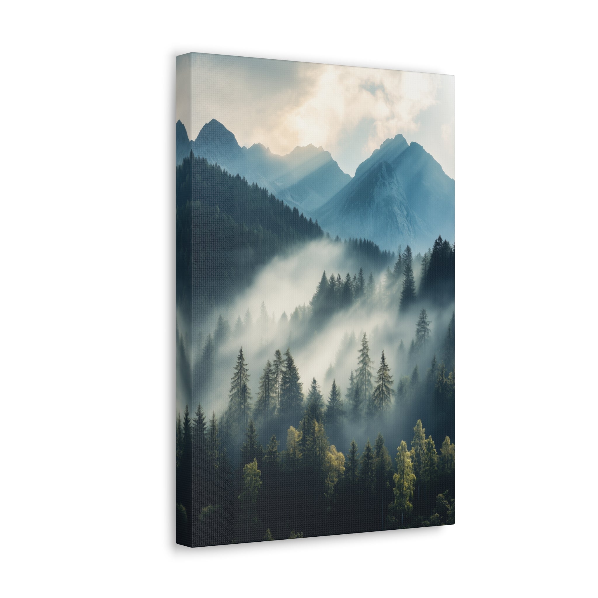 Misty Mountain Dreamscape Canvas Wall Art - SynthFrame