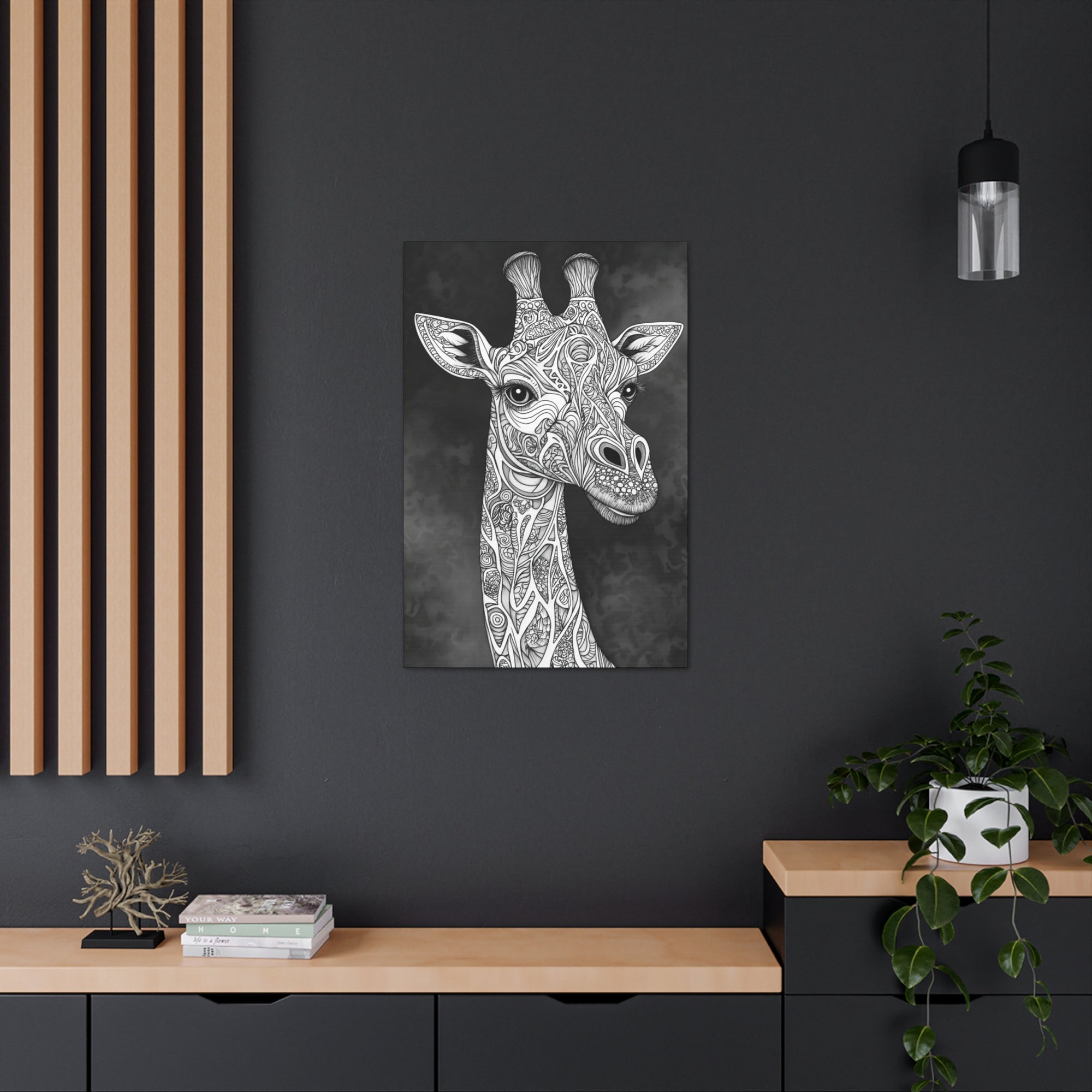 Zentangle Giraffe Canvas Wall Art - SynthFrame