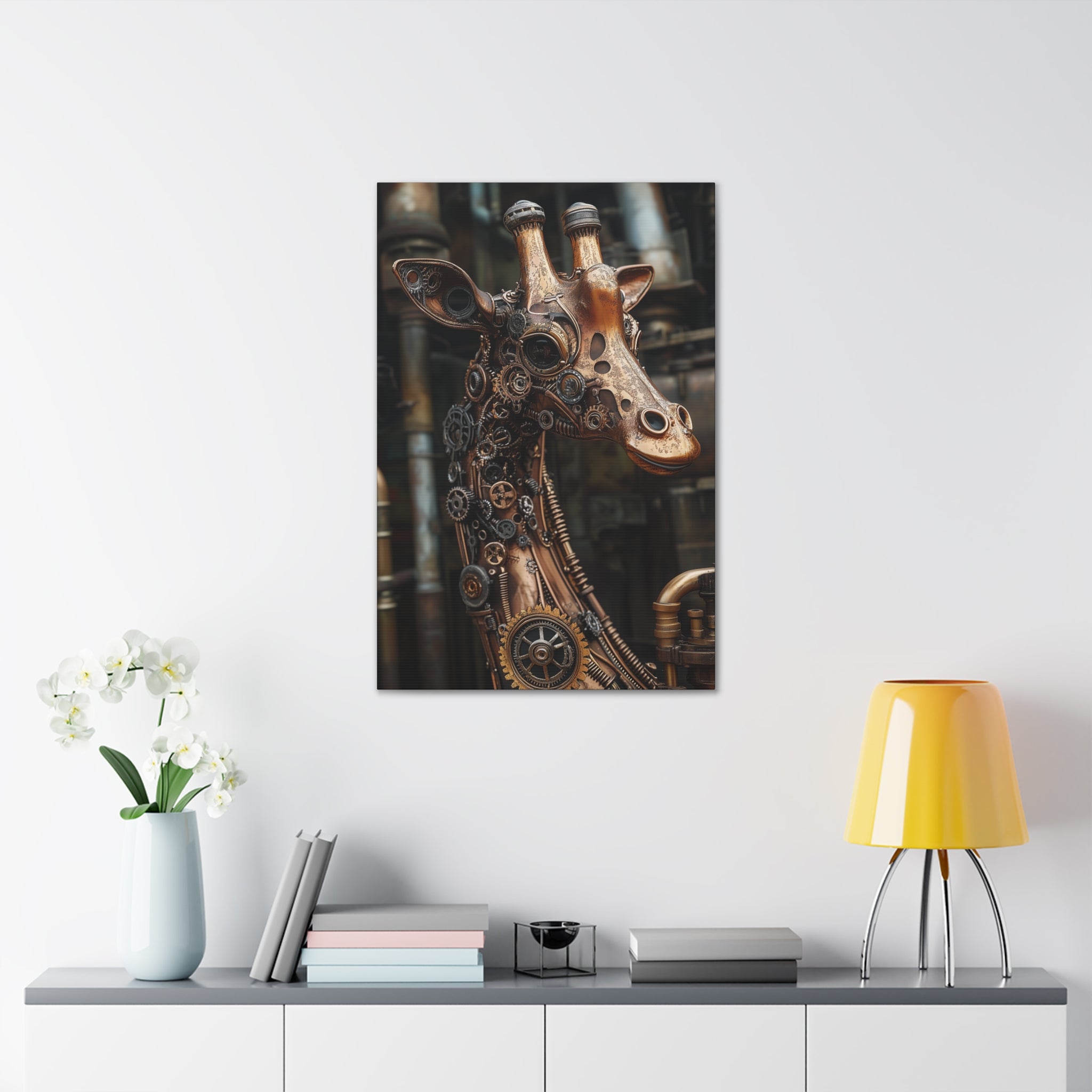 Steampunk Giraffe Canvas Wall Art - SynthFrame