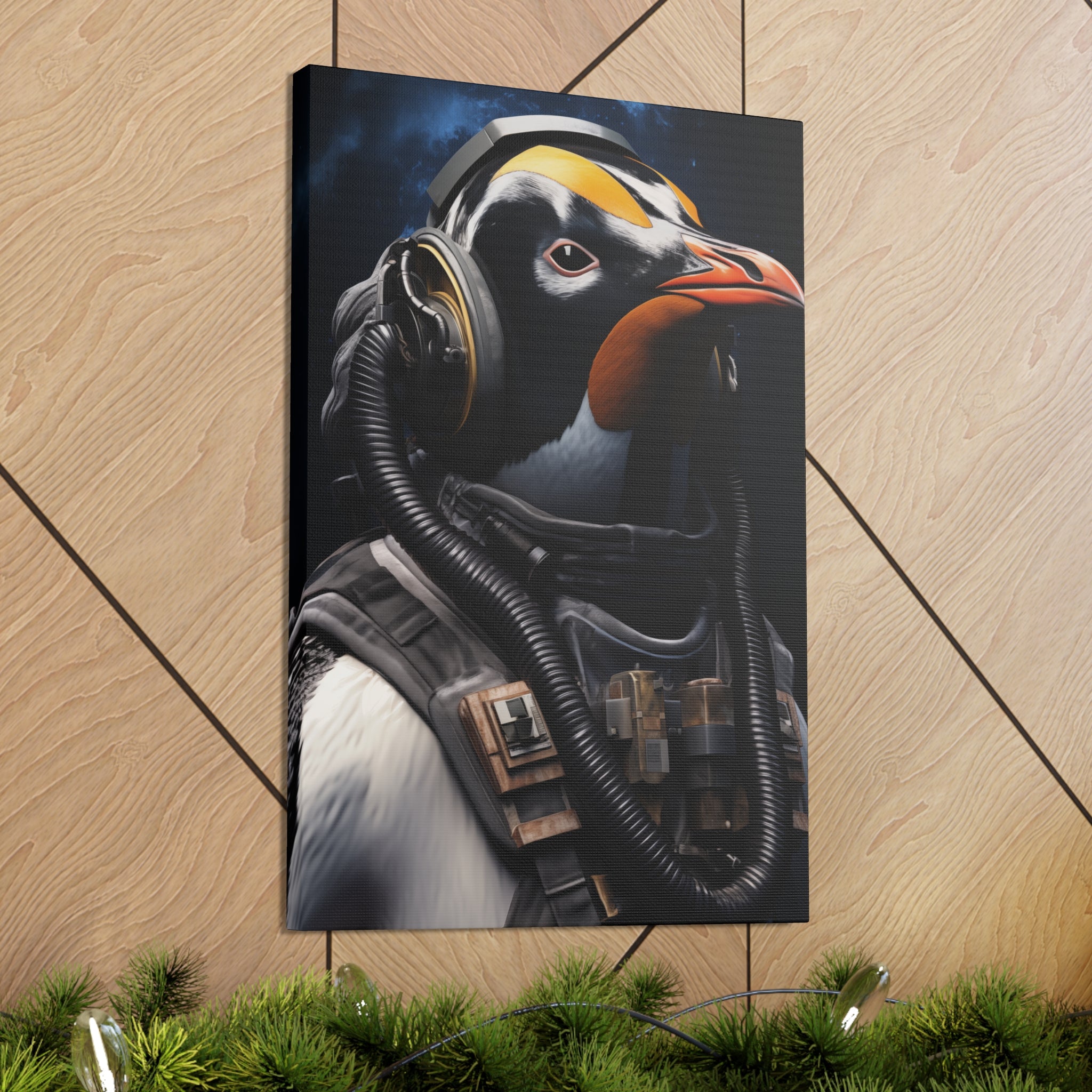 AstroPenguin 2 Canvas Wall Art - SynthFrame