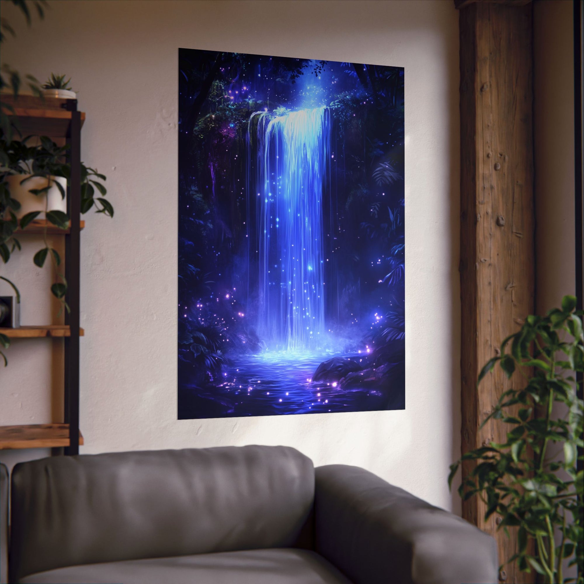 Enchanted Waterfall Oasis Poster Wall Art - SynthFrame