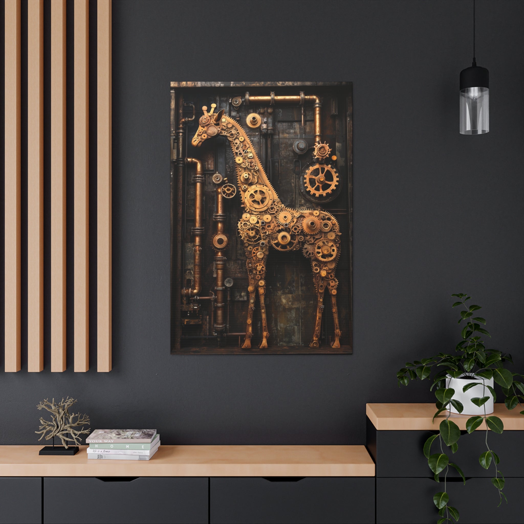 Steampunk Giraffe Canvas Wall Art - SynthFrame