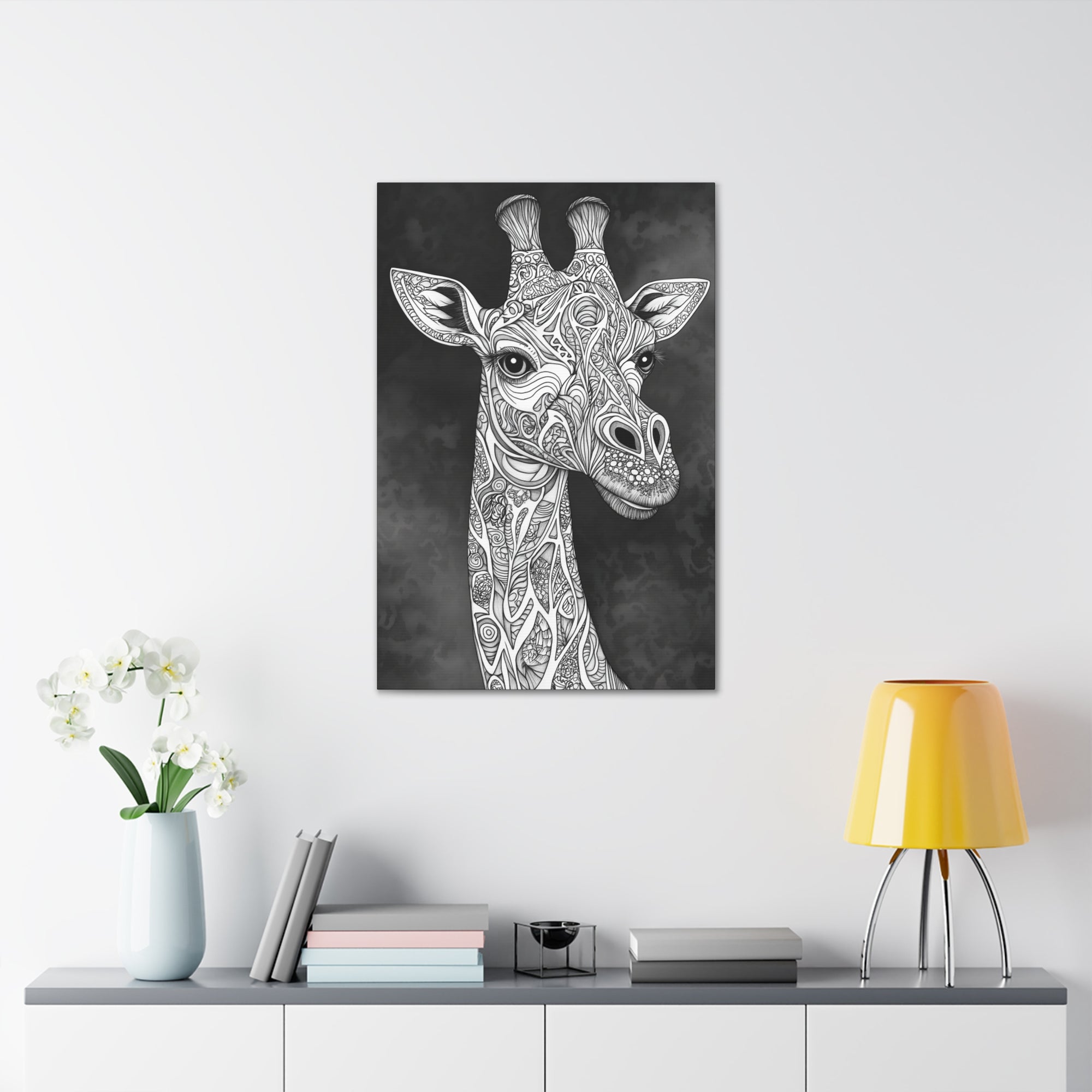 Zentangle Giraffe Canvas Wall Art - SynthFrame