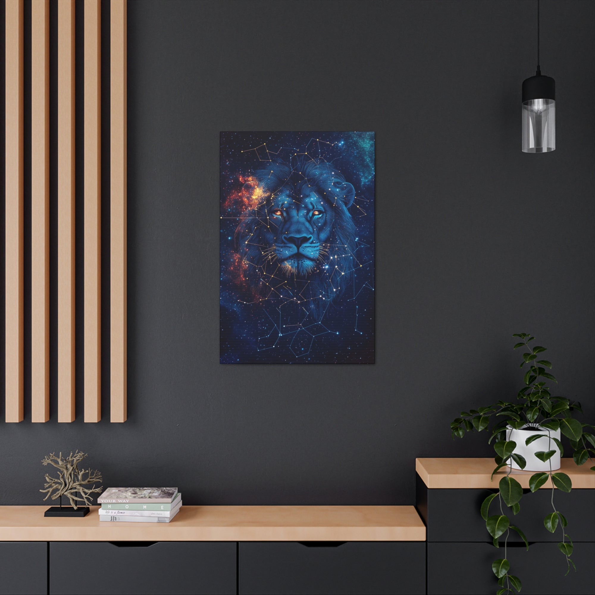 Constellation Lion Canvas Wall Art - SynthFrame