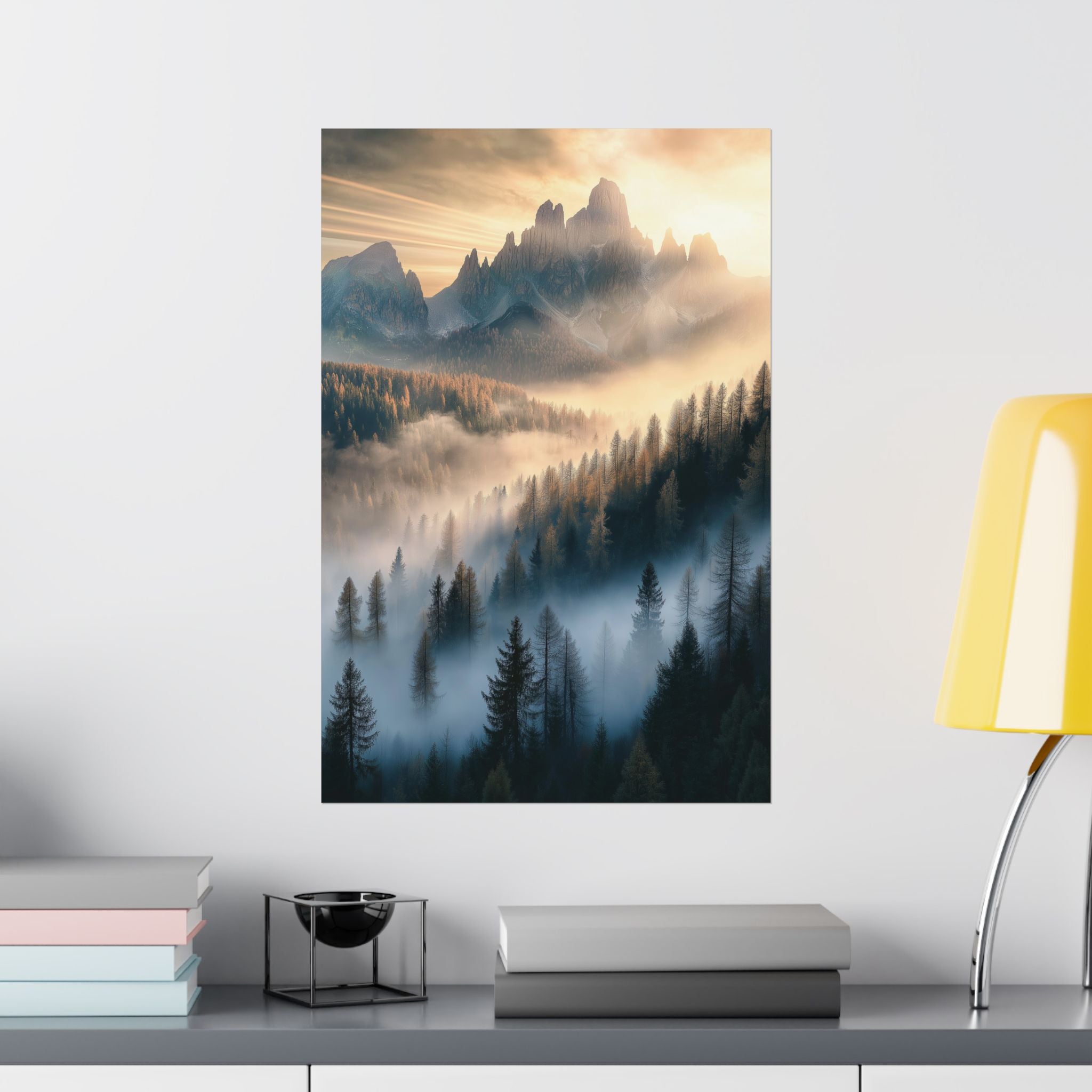 Misty Mountain Dreamscape Poster Wall Art - SynthFrame