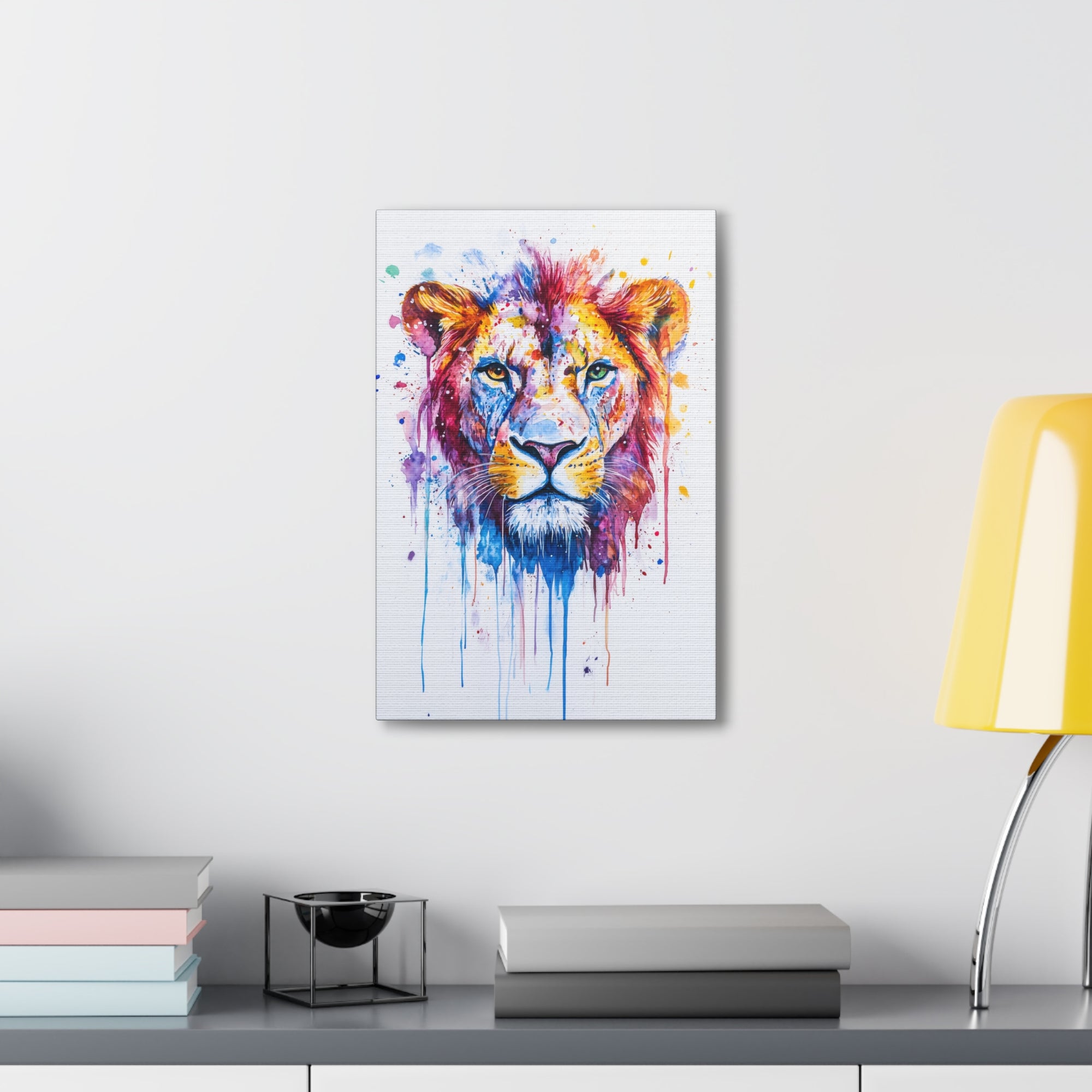 Watercolor Lion Canvas Wall Art - SynthFrame