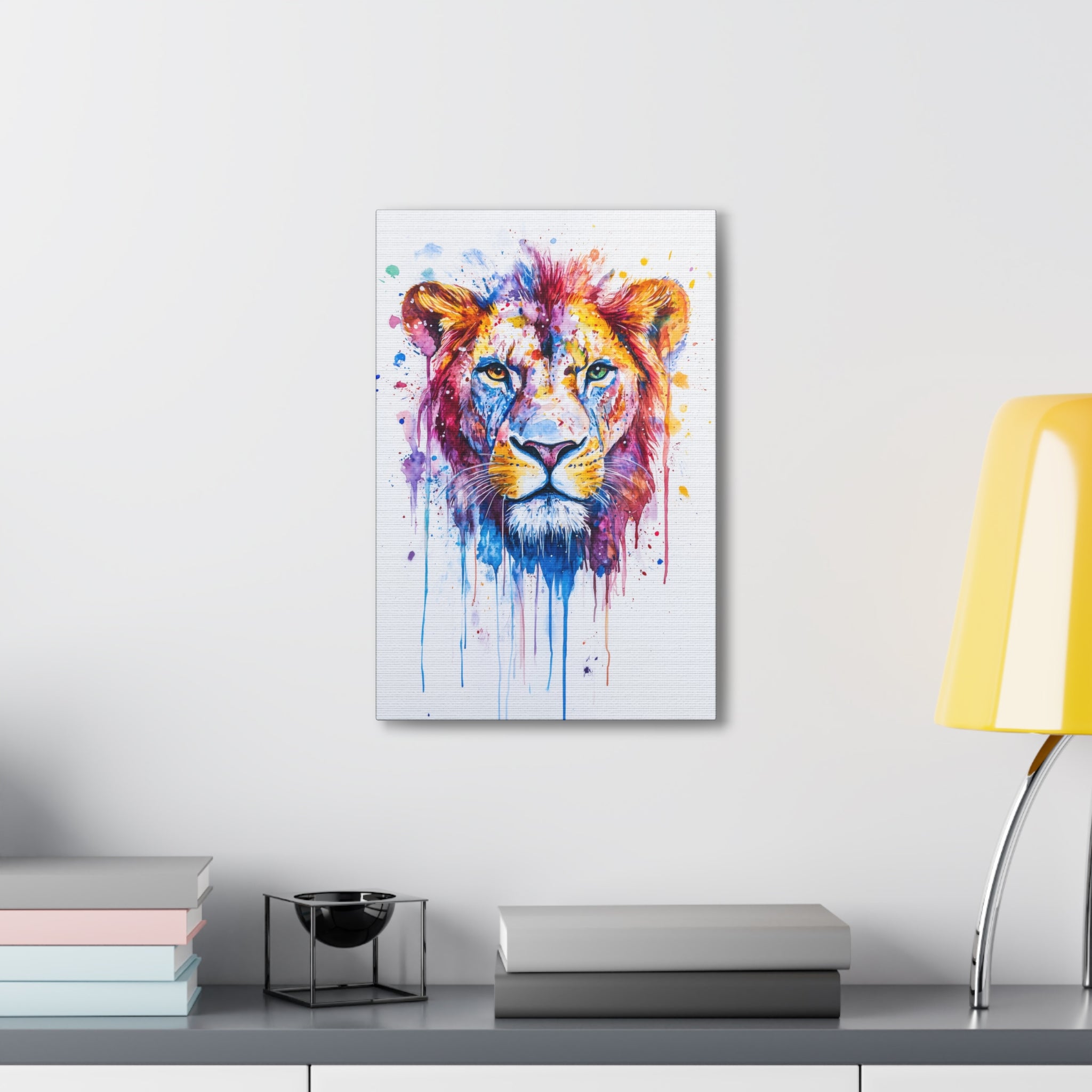 Watercolor Lion Canvas Wall Art - SynthFrame