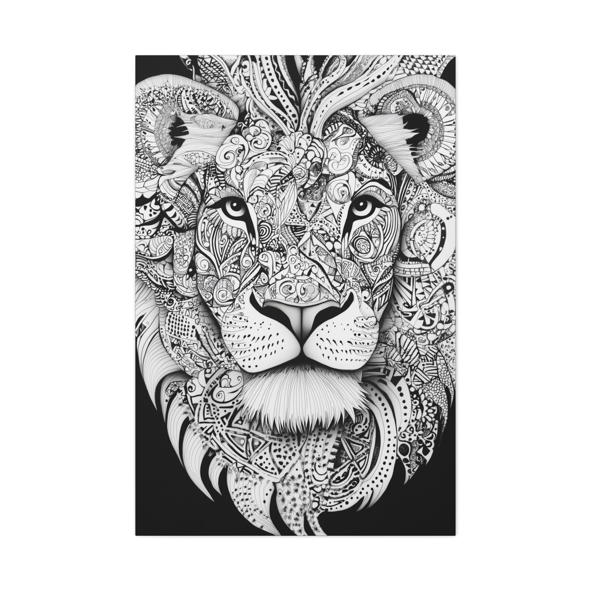 Zentangle Lion Canvas Wall Art - SynthFrame