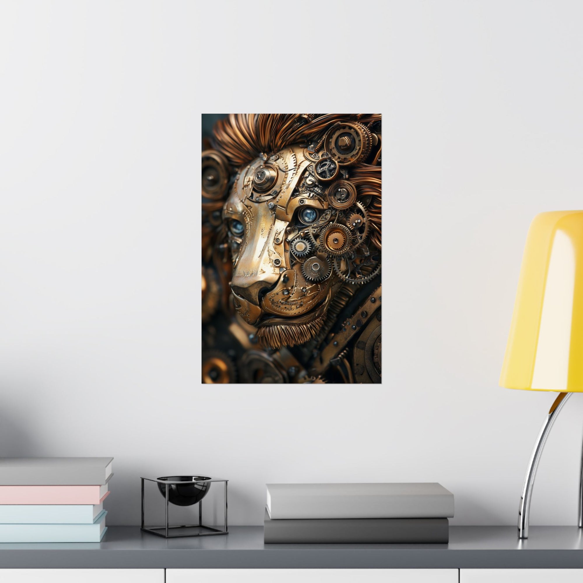 Steampunk Lion: Mechanical Marvel Poster