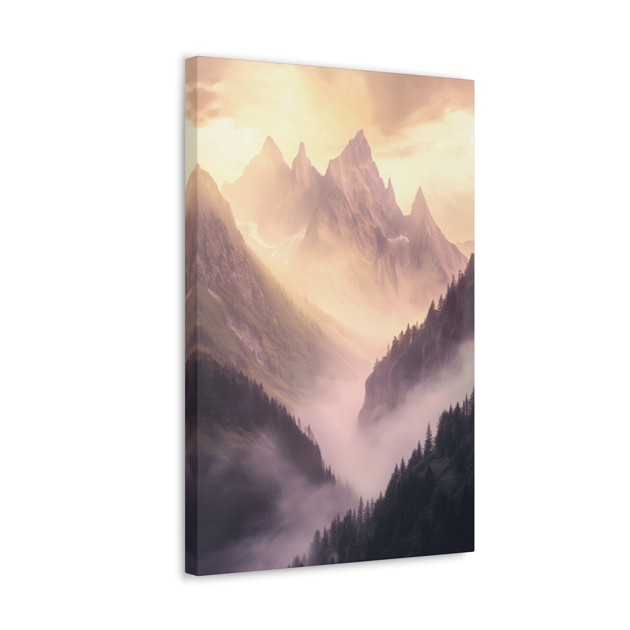 Misty Mountain Dreamscape Canvas Wall Art - SynthFrame