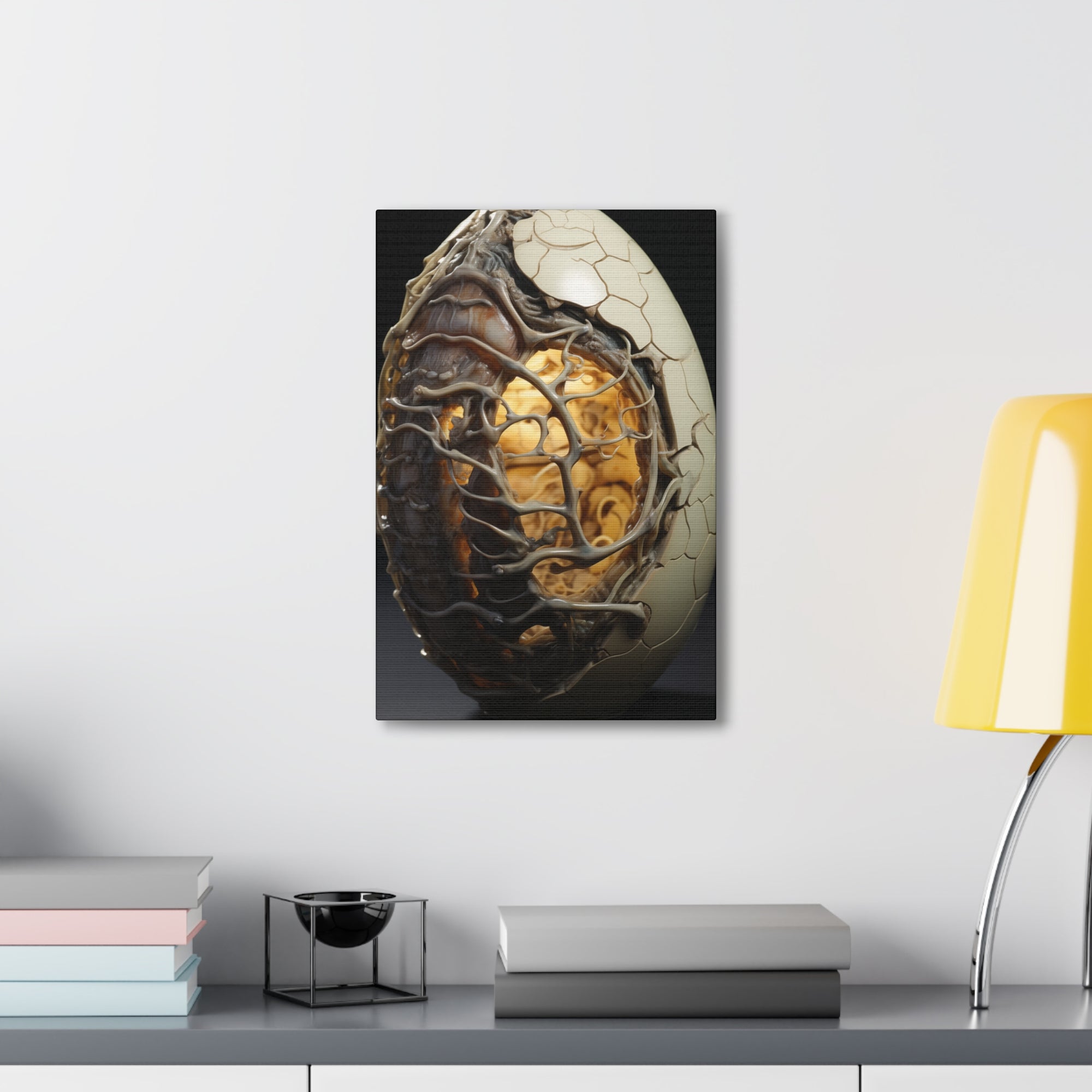 White Alien Egg 1 Canvas Wall Art - SynthFrame