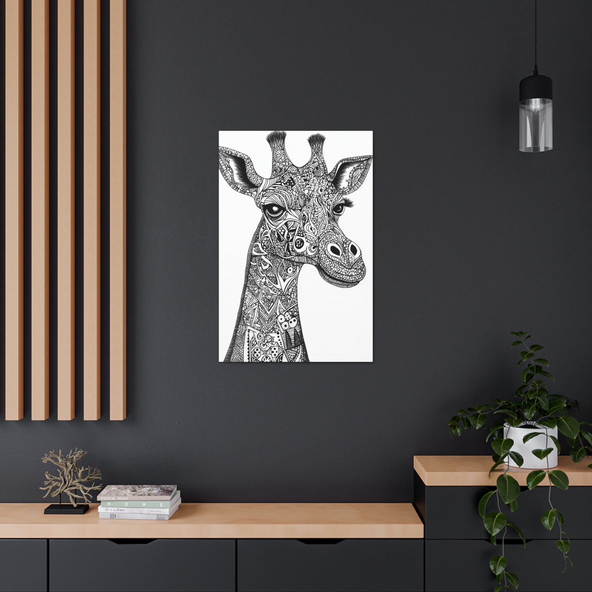 Zentangle Giraffe Canvas Wall Art - SynthFrame