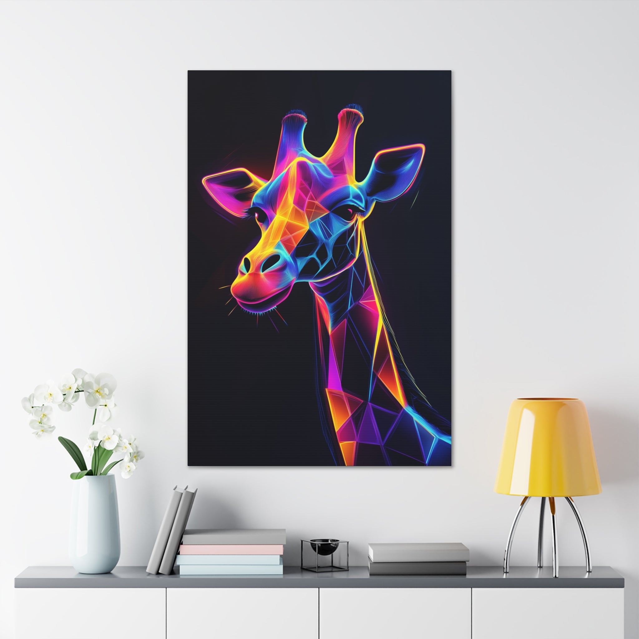 Neon Giraffe Canvas Wall Art - SynthFrame