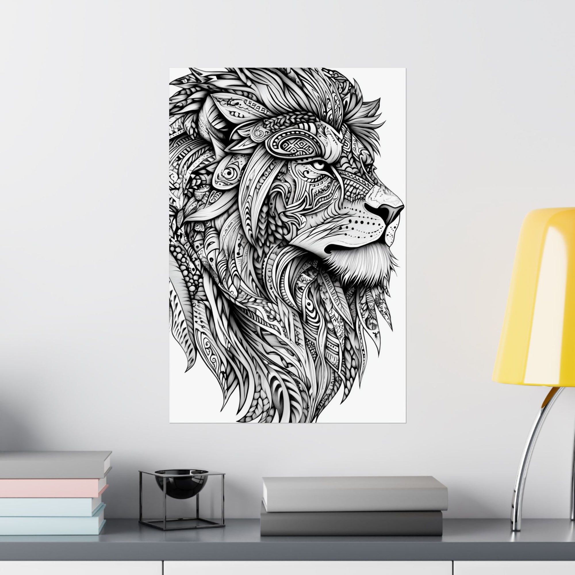 Zentangle Lion Poster