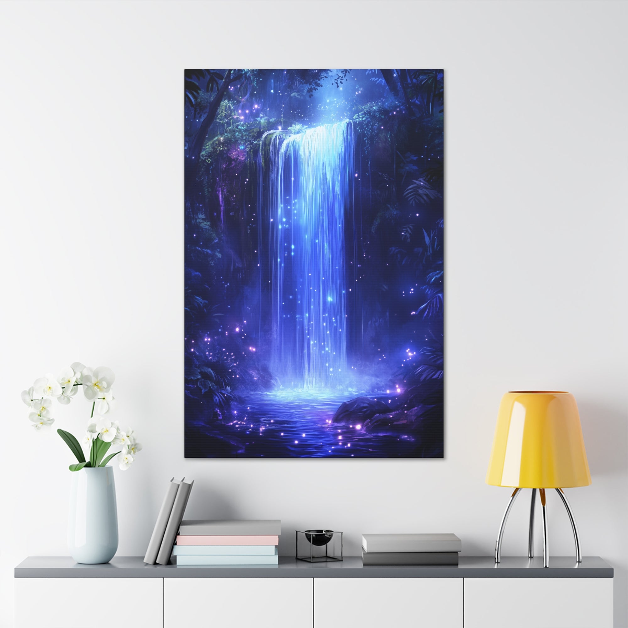 Enchanted Waterfall Oasis Canvas Wall Art - SynthFrame