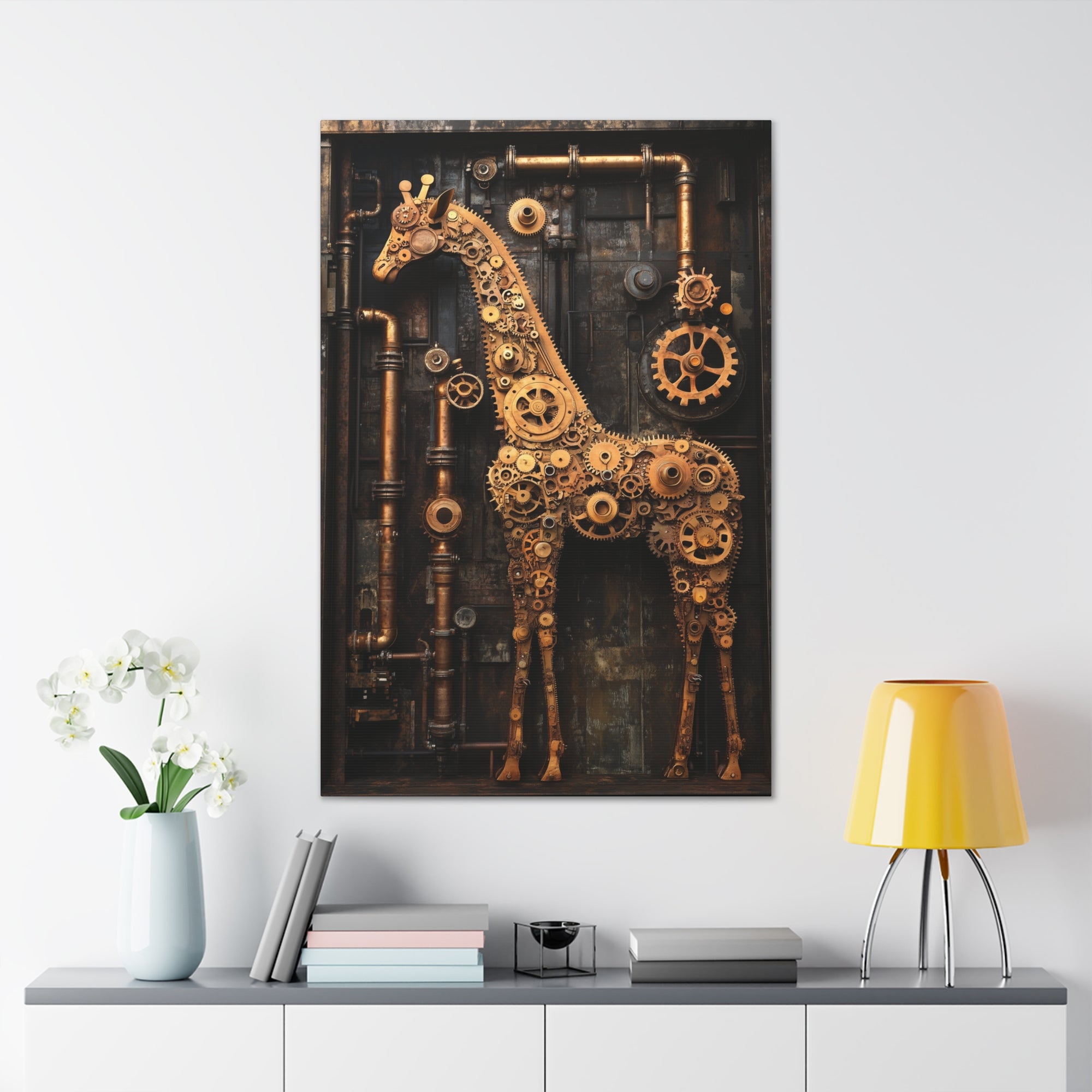 Steampunk Giraffe Canvas Wall Art - SynthFrame