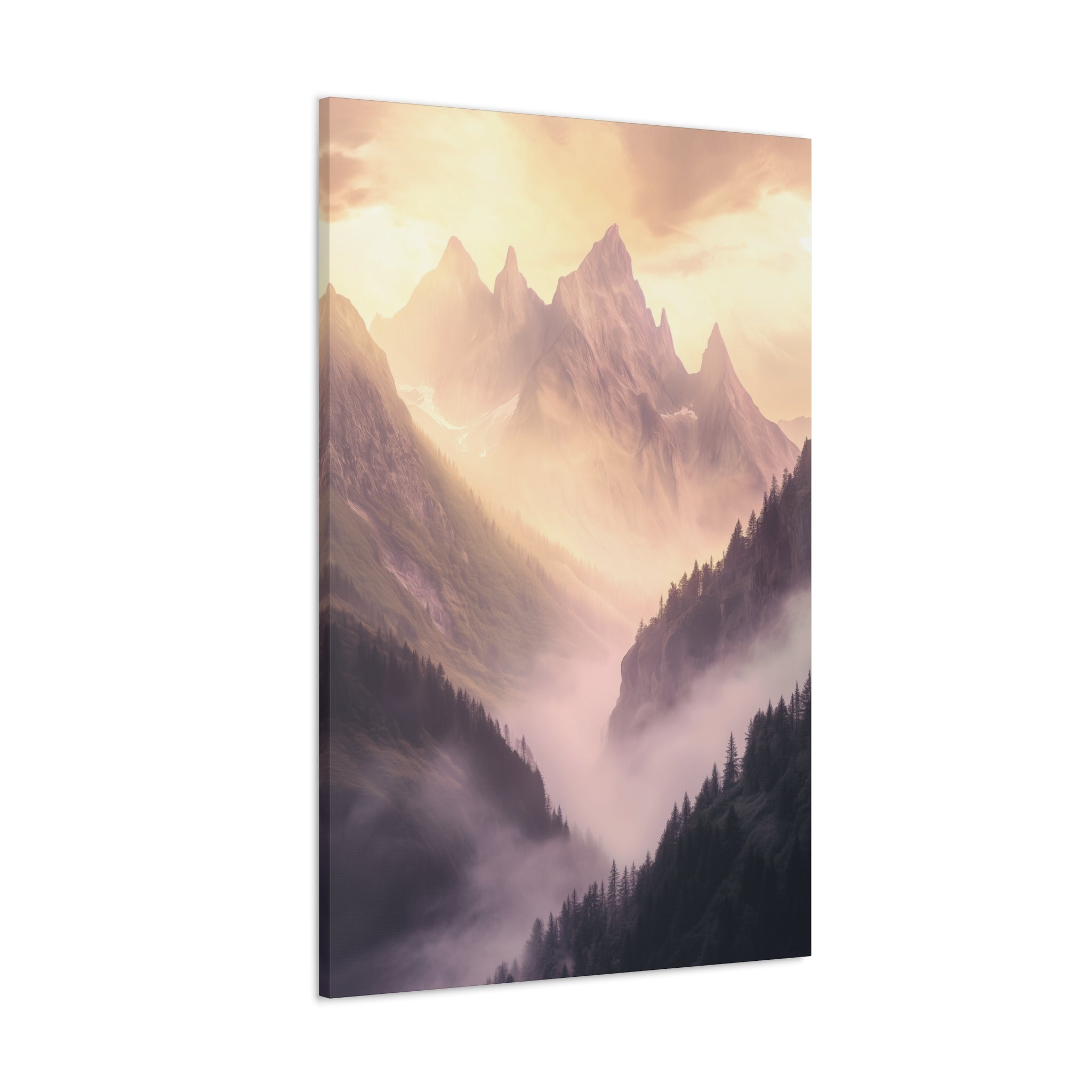 Misty Mountain Dreamscape Canvas Wall Art - SynthFrame