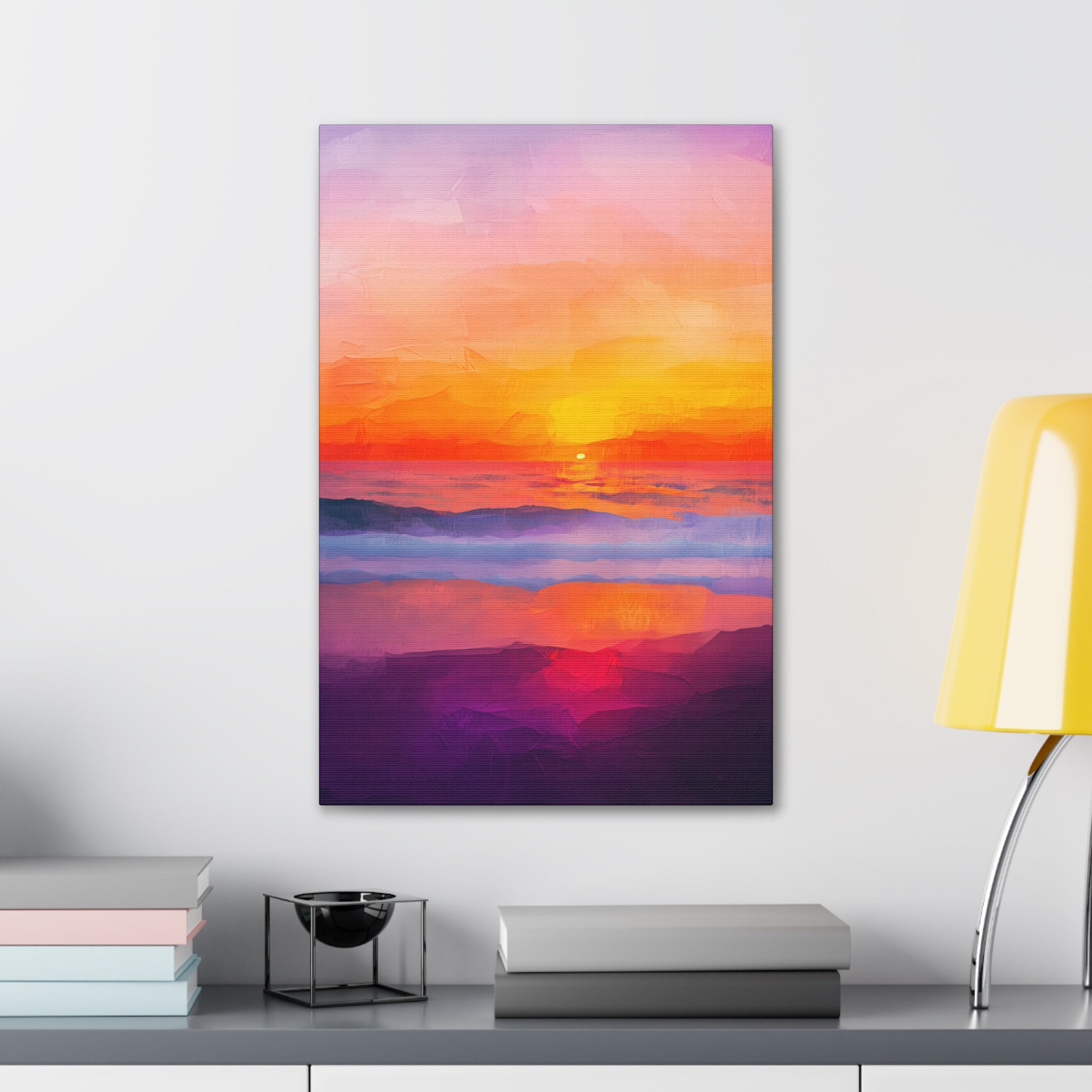 Abstract Coastal Sunset Canvas Wall Art - SynthFrame