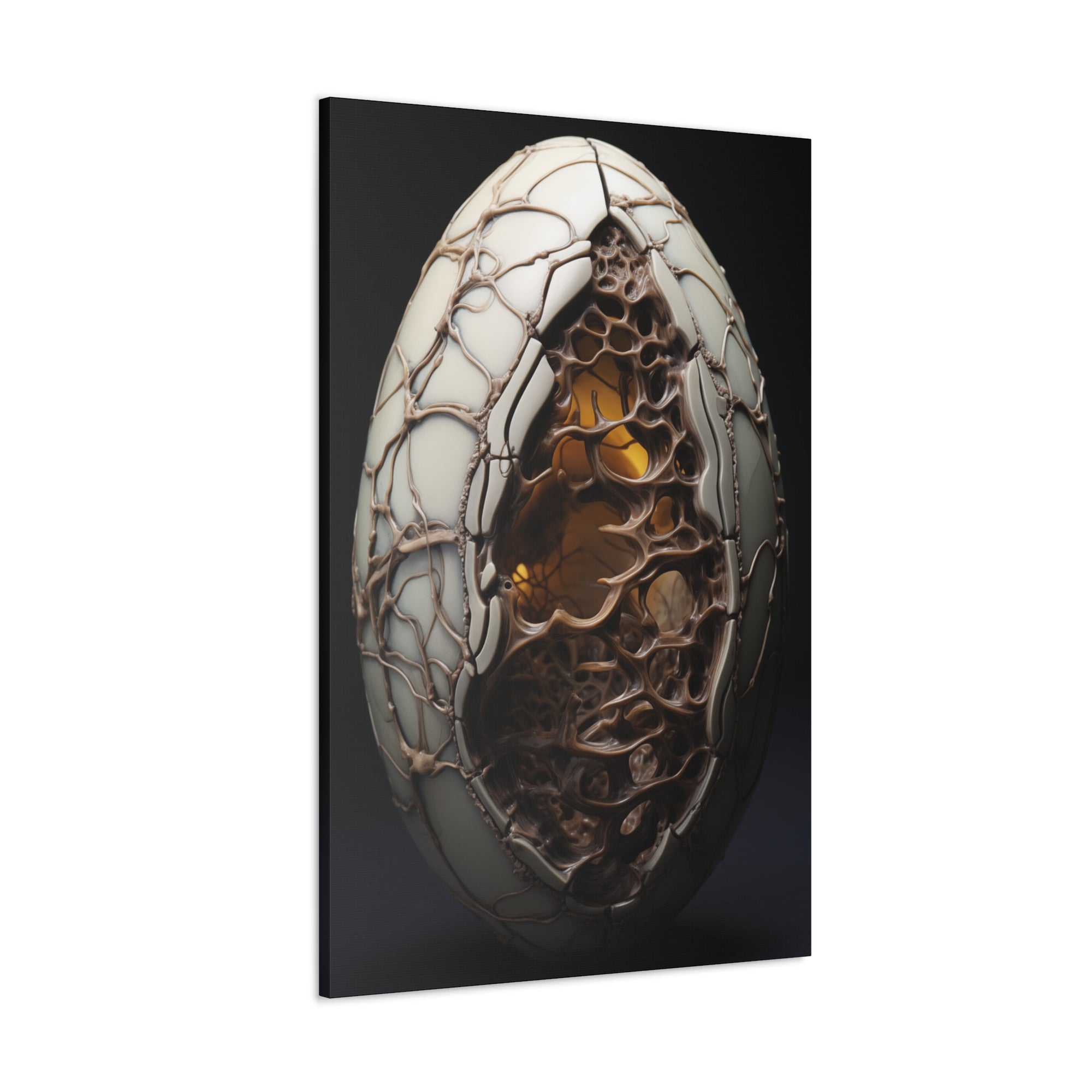 White Alien Egg 5 Canvas Wall Art - SynthFrame