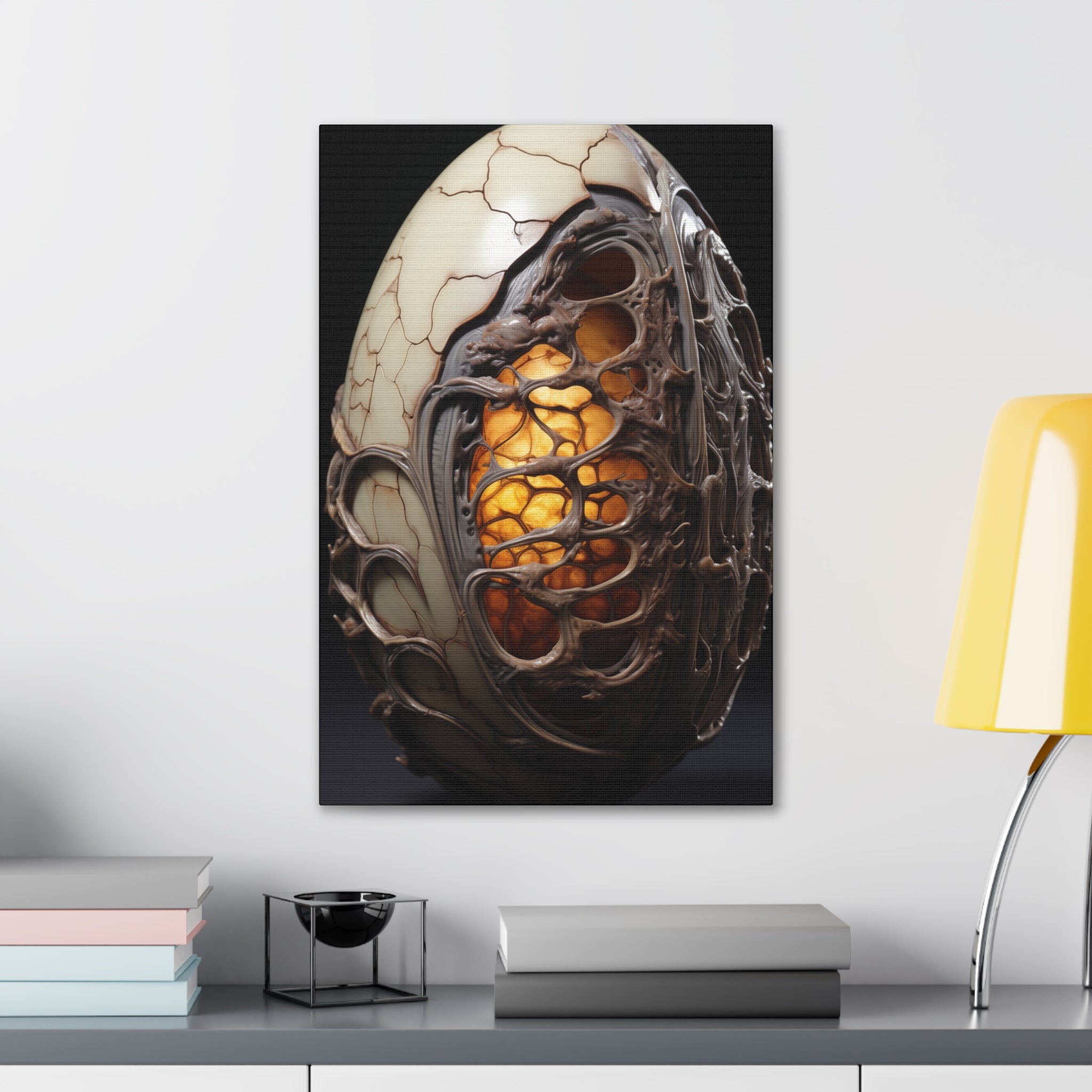 White Alien Egg 10 Canvas Wall Art - SynthFrame