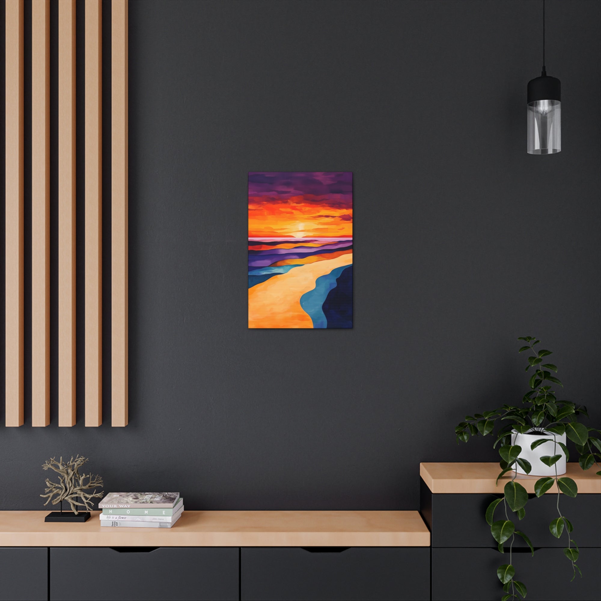 Abstract Coastal Sunset Canvas Wall Art - SynthFrame