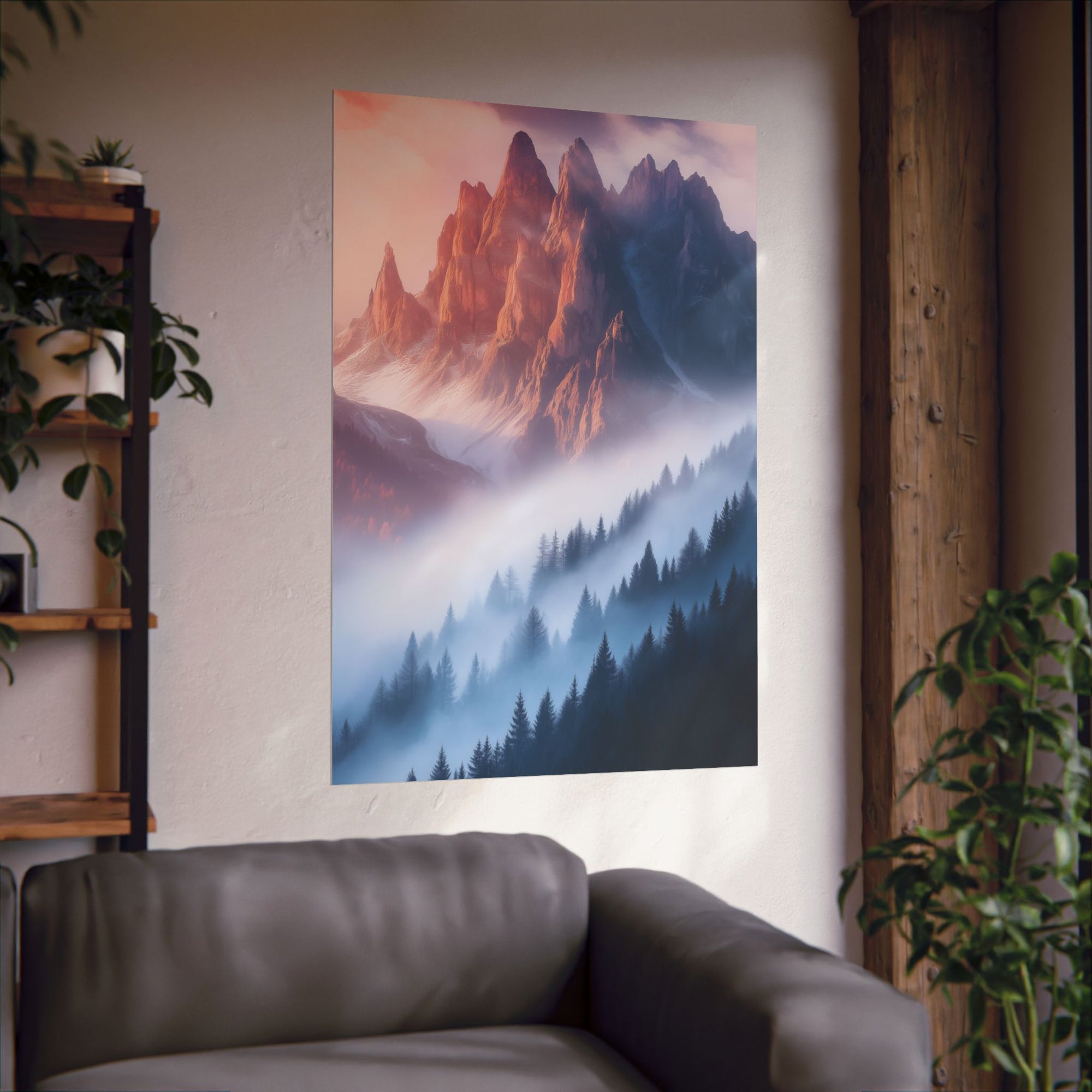 Misty Mountain Dreamscape Poster Wall Art - SynthFrame