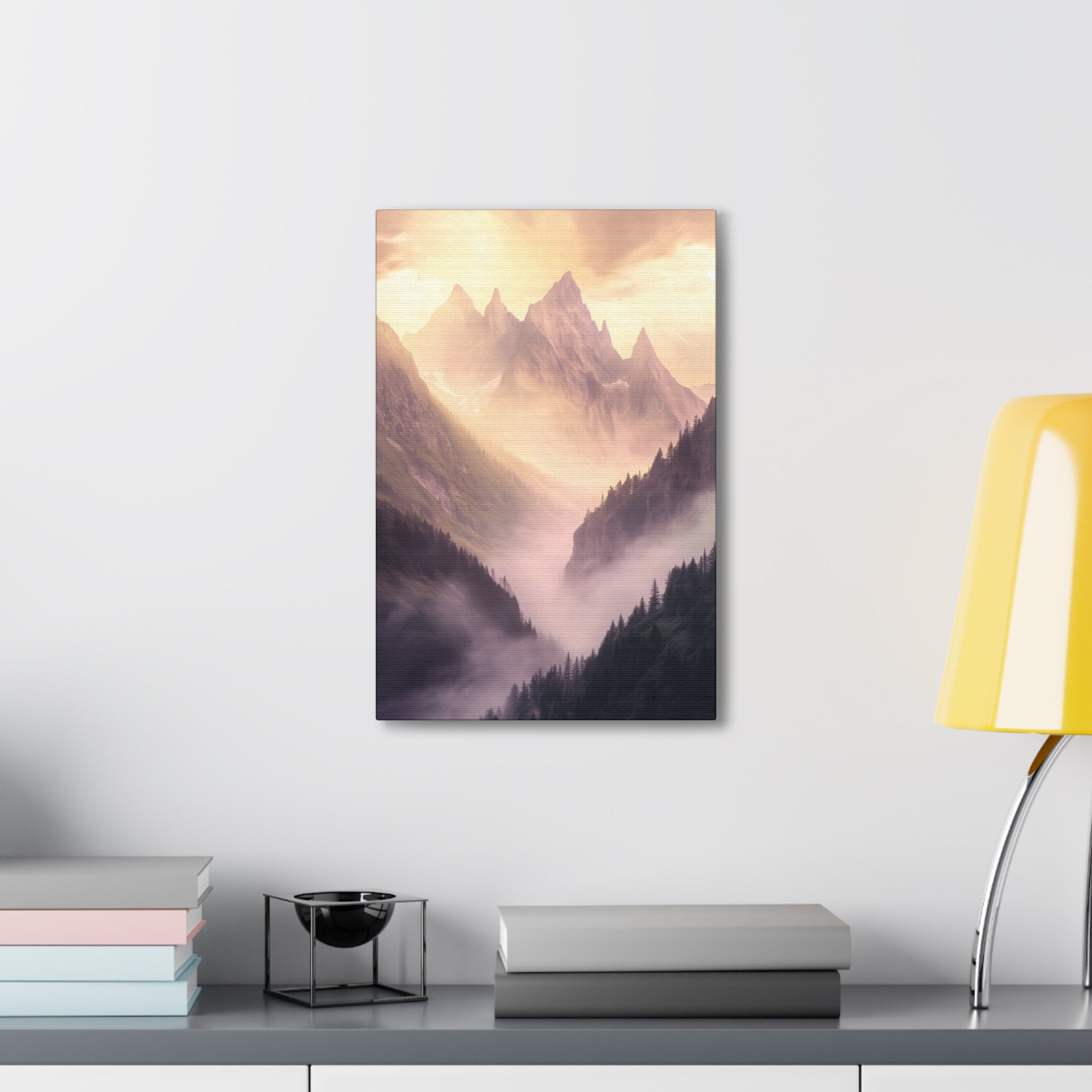 Misty Mountain Dreamscape Canvas Wall Art - SynthFrame