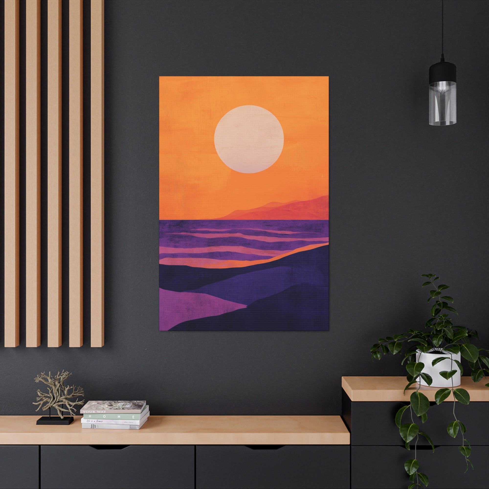 Abstract Coastal Sunset Canvas Wall Art - SynthFrame