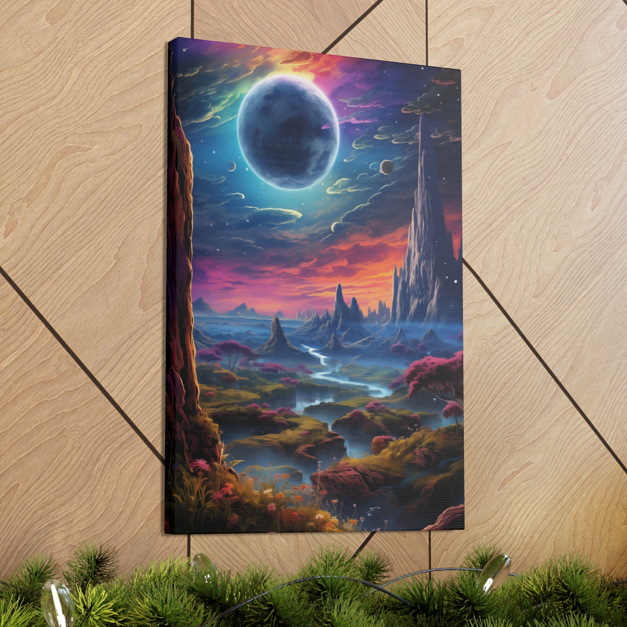 Vibrant Alien Planet 3 Canvas Wall Art - SynthFrame