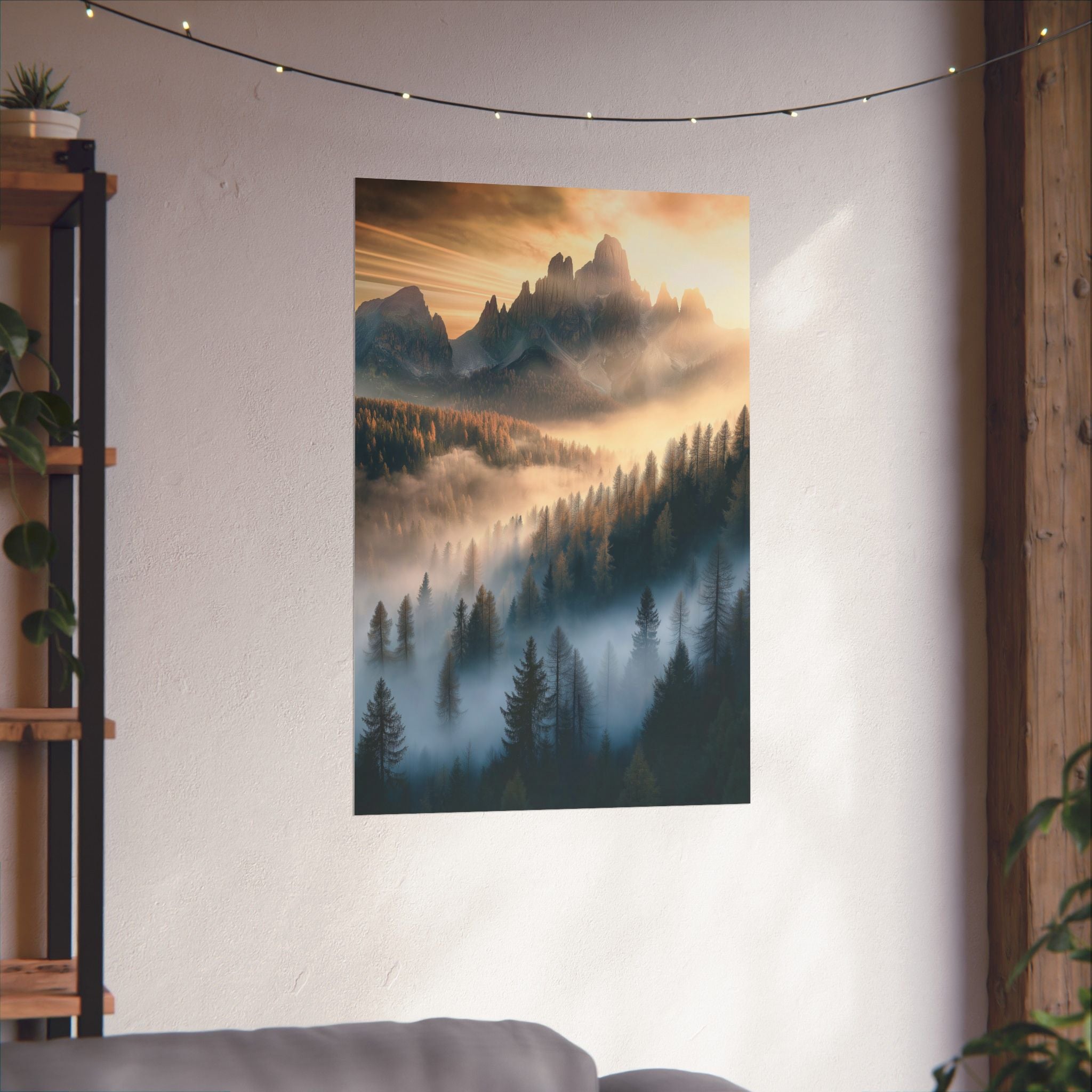 Misty Mountain Dreamscape Poster Wall Art - SynthFrame