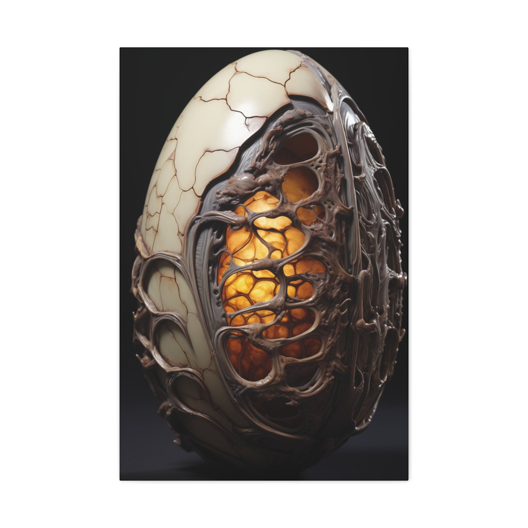 White Alien Egg 10 Canvas Wall Art - SynthFrame