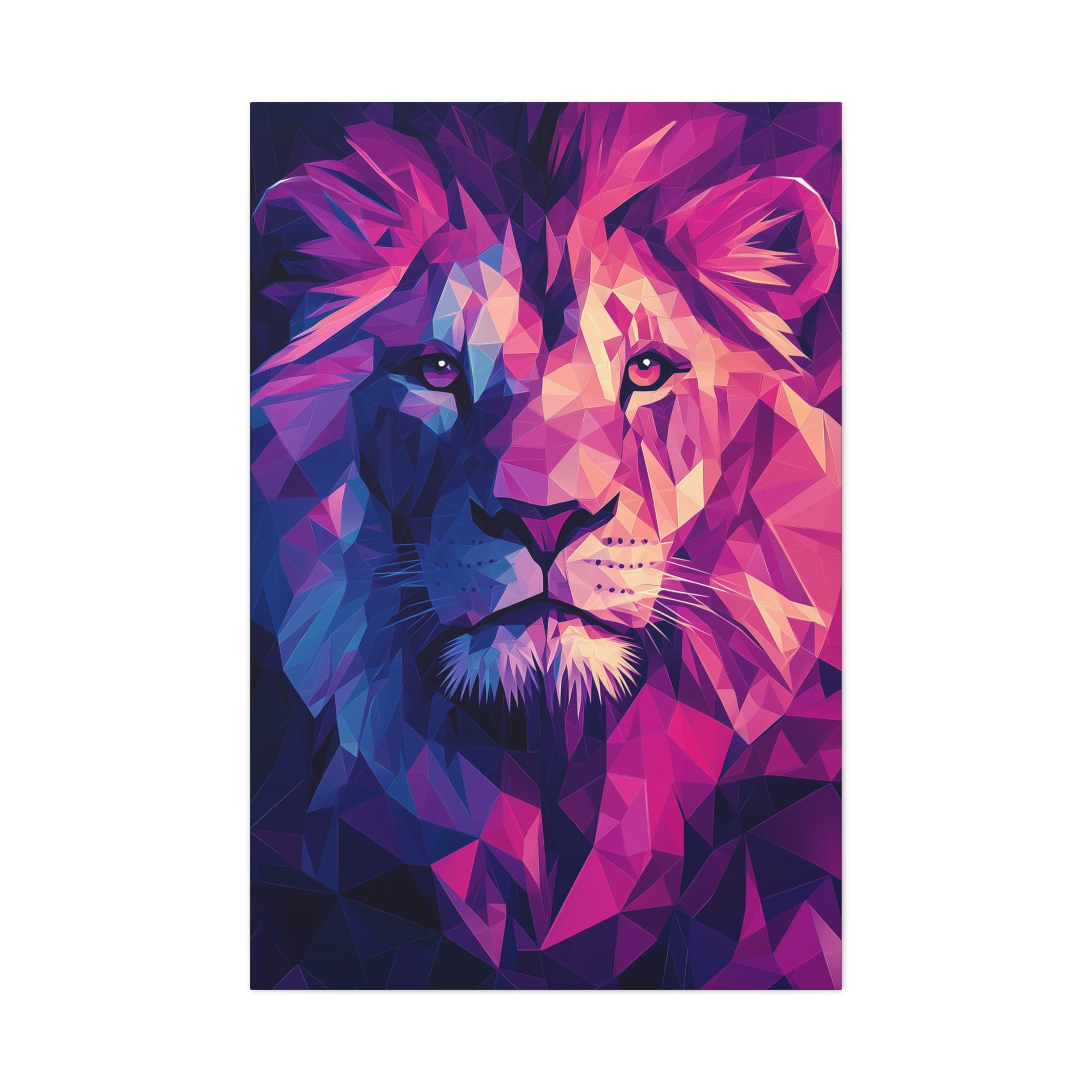 Neon Lion Canvas Wall Art - SynthFrame