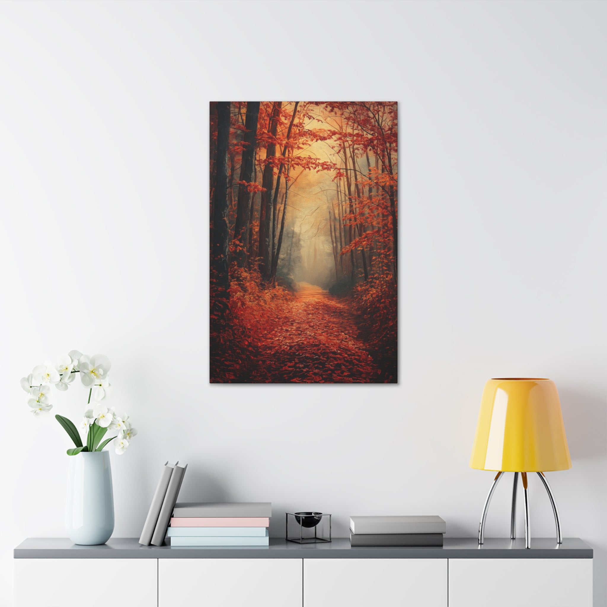 Autumn Forest Path Canvas Wall Art - SynthFrame