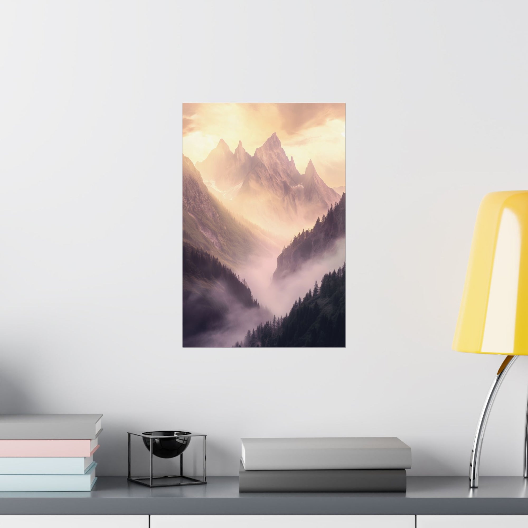 Misty Mountain Dreamscape Poster Wall Art - SynthFrame