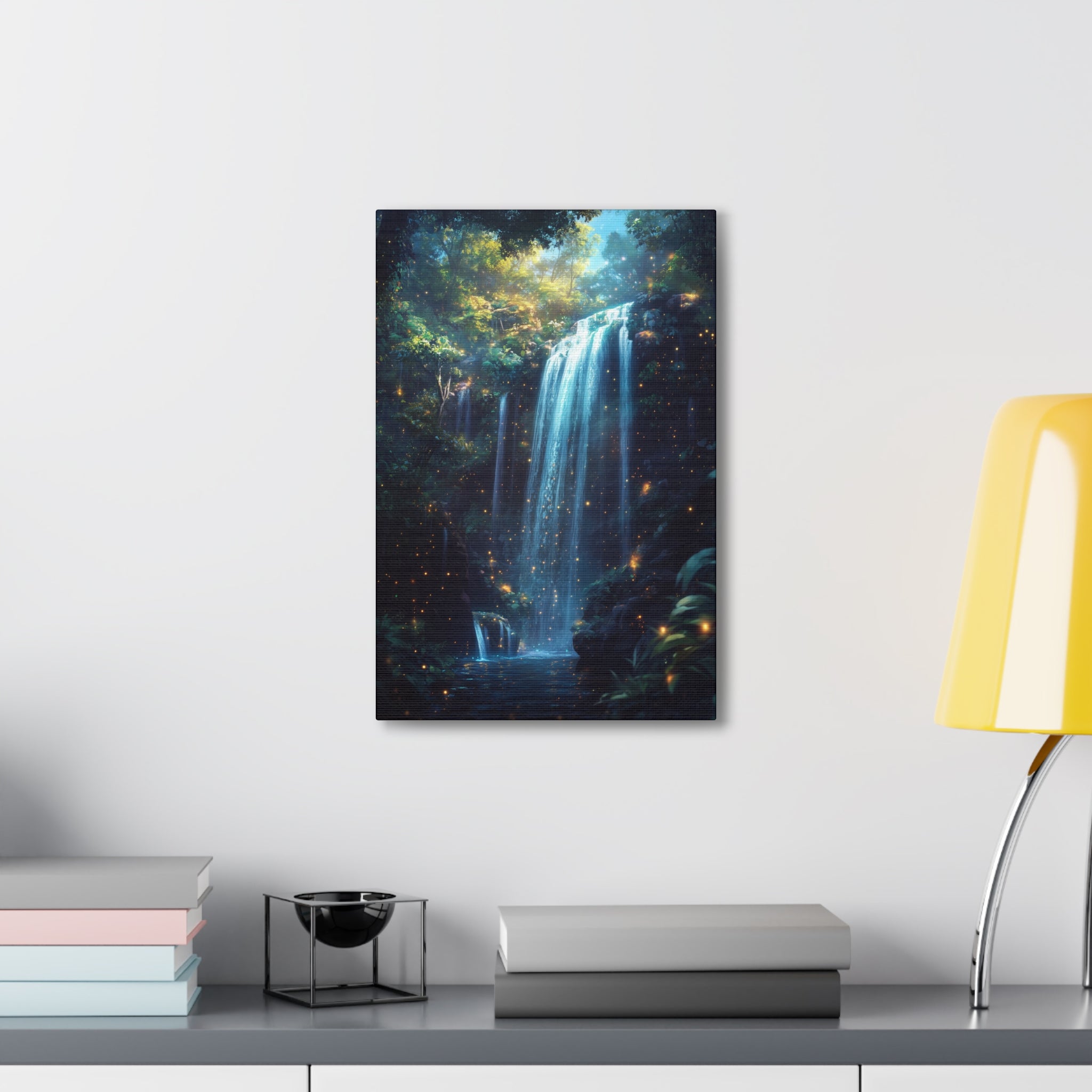 Enchanted Waterfall Oasis Canvas Wall Art - SynthFrame