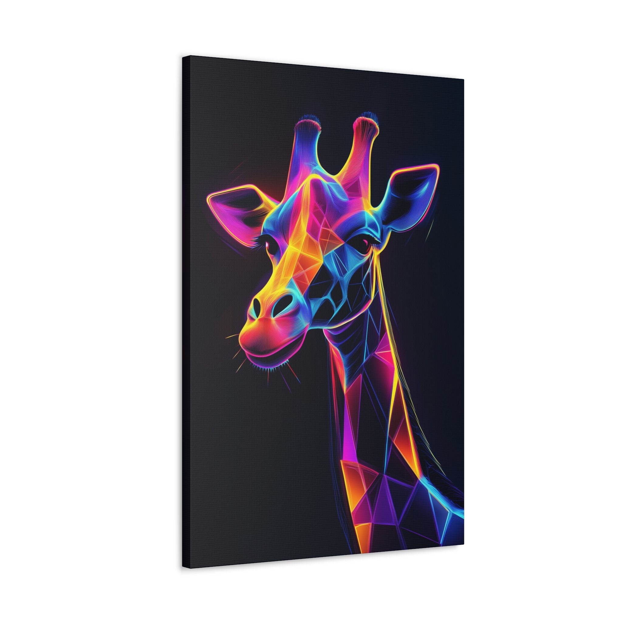 Neon Giraffe Canvas Wall Art - SynthFrame