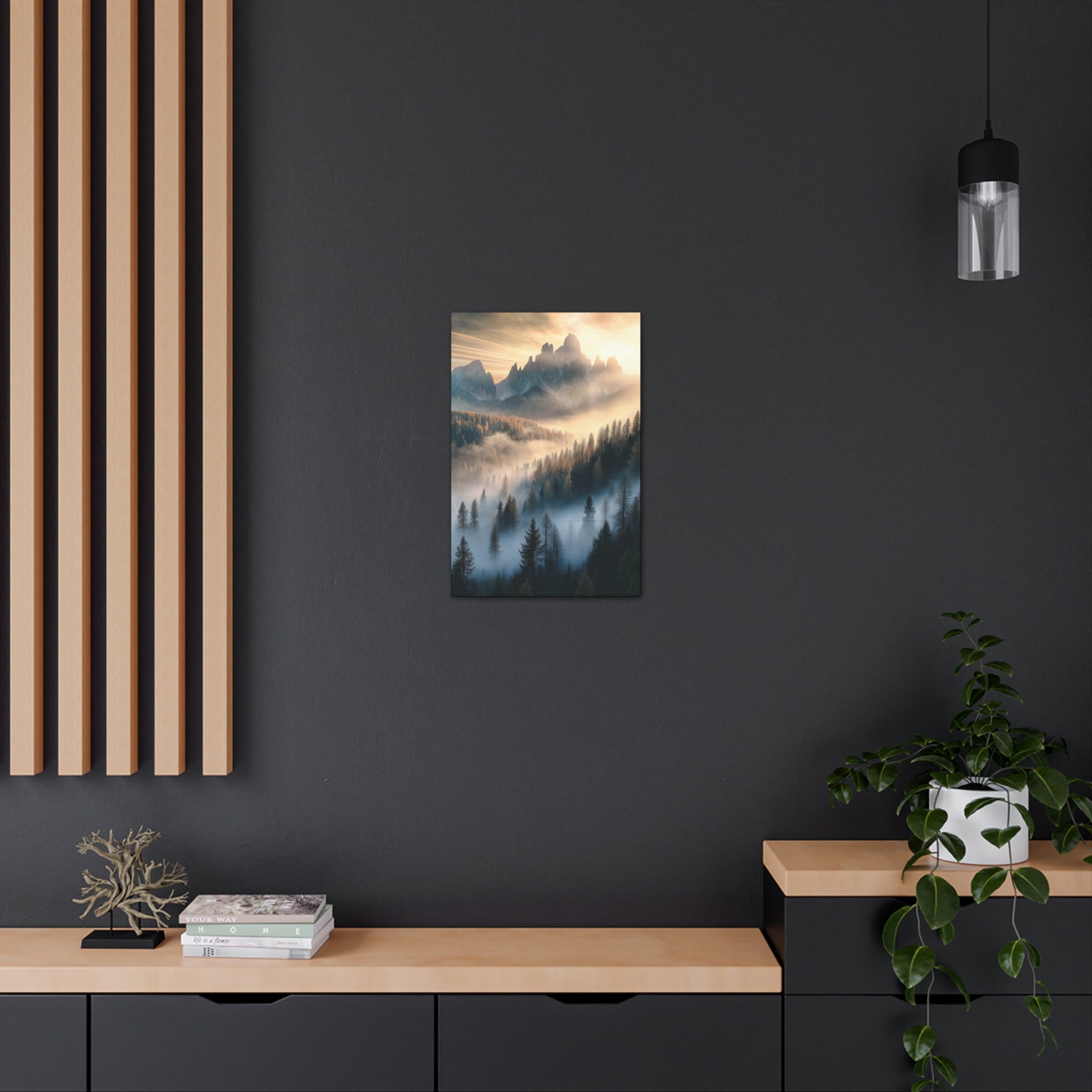 Misty Mountain Dreamscape Canvas Wall Art - SynthFrame