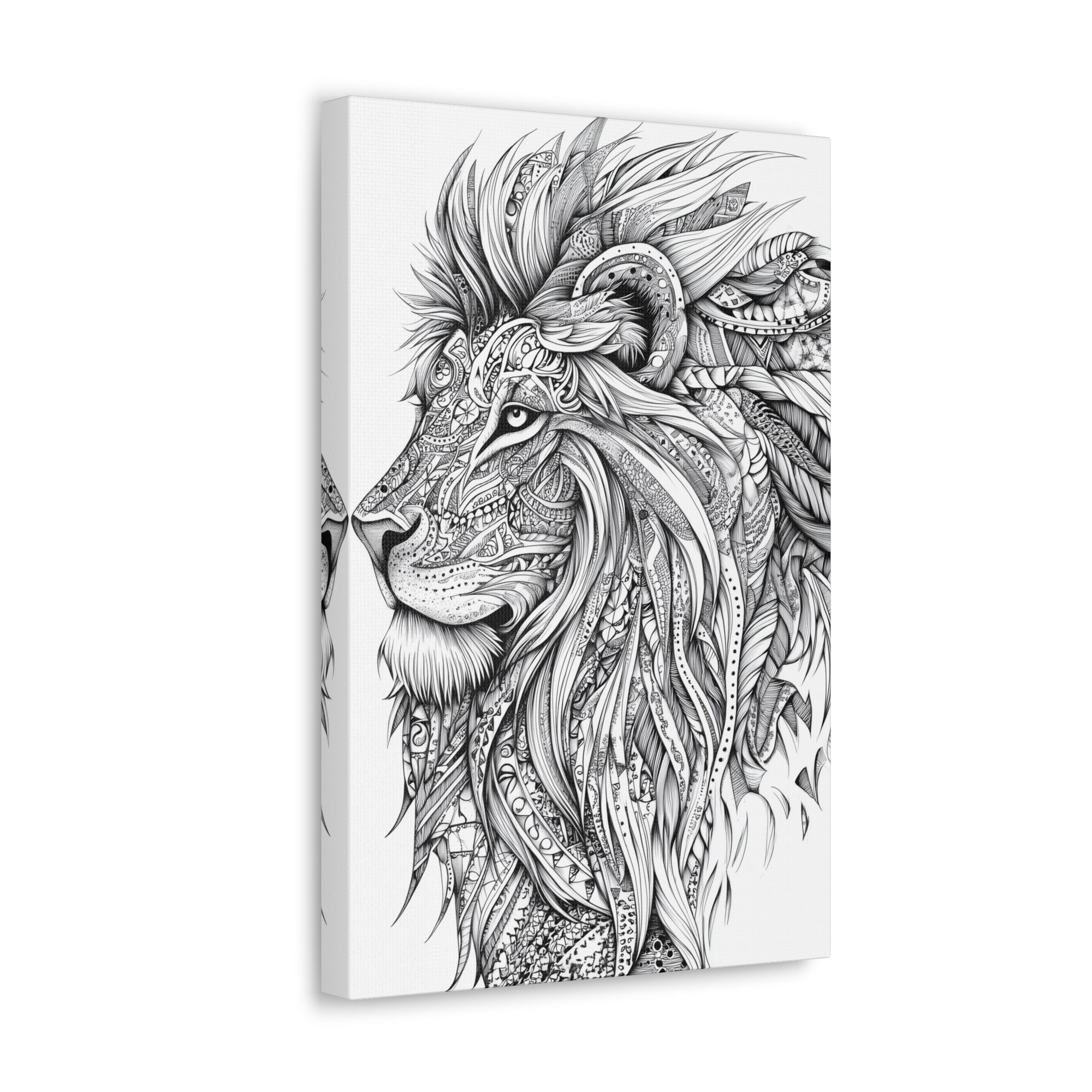 Zentangle Lion Canvas Wall Art - SynthFrame