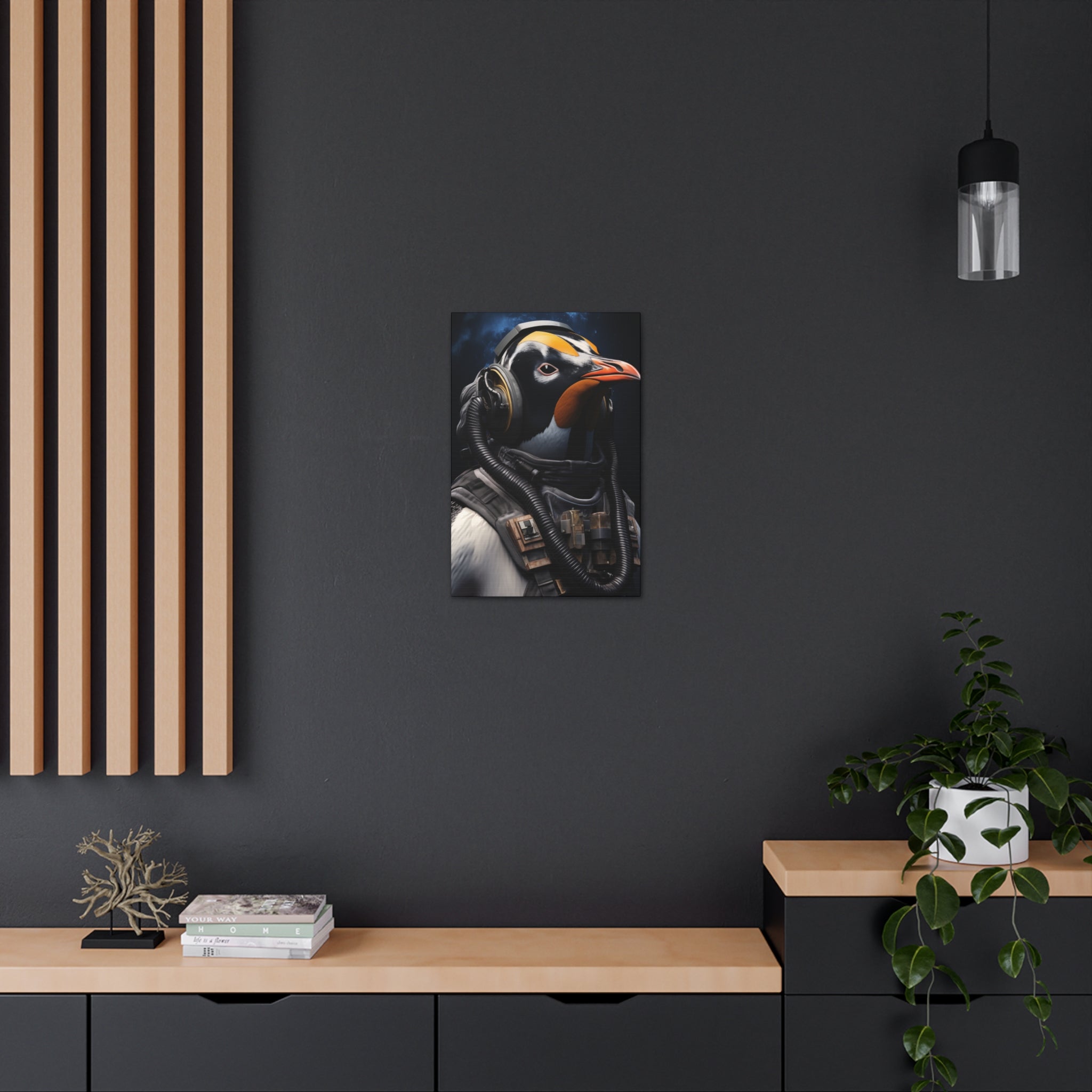 AstroPenguin 2 Canvas Wall Art - SynthFrame