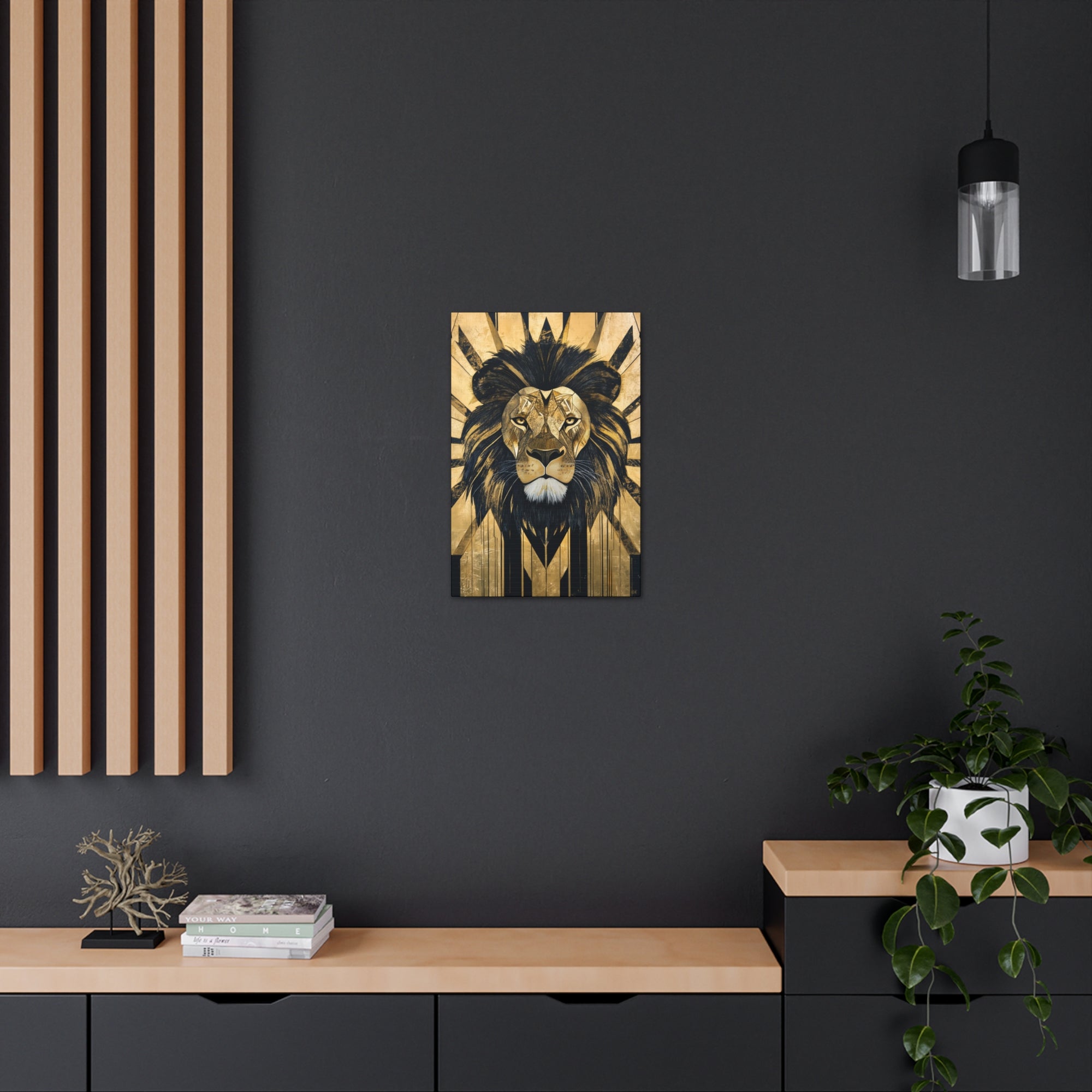 Gilded Lion Canvas Wall Art - SynthFrame