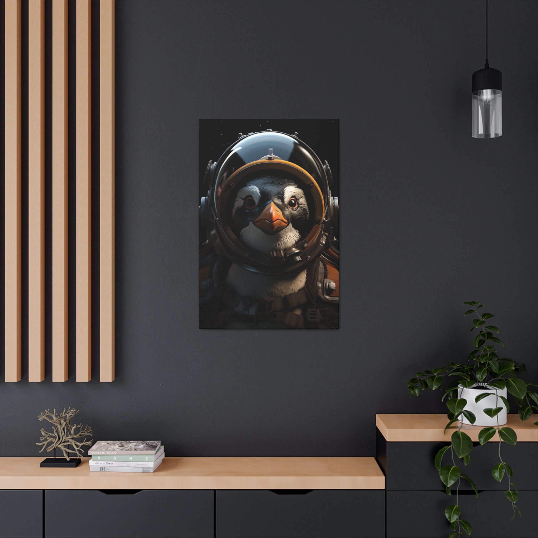 AstroPenguin 1 Canvas Wall Art - SynthFrame