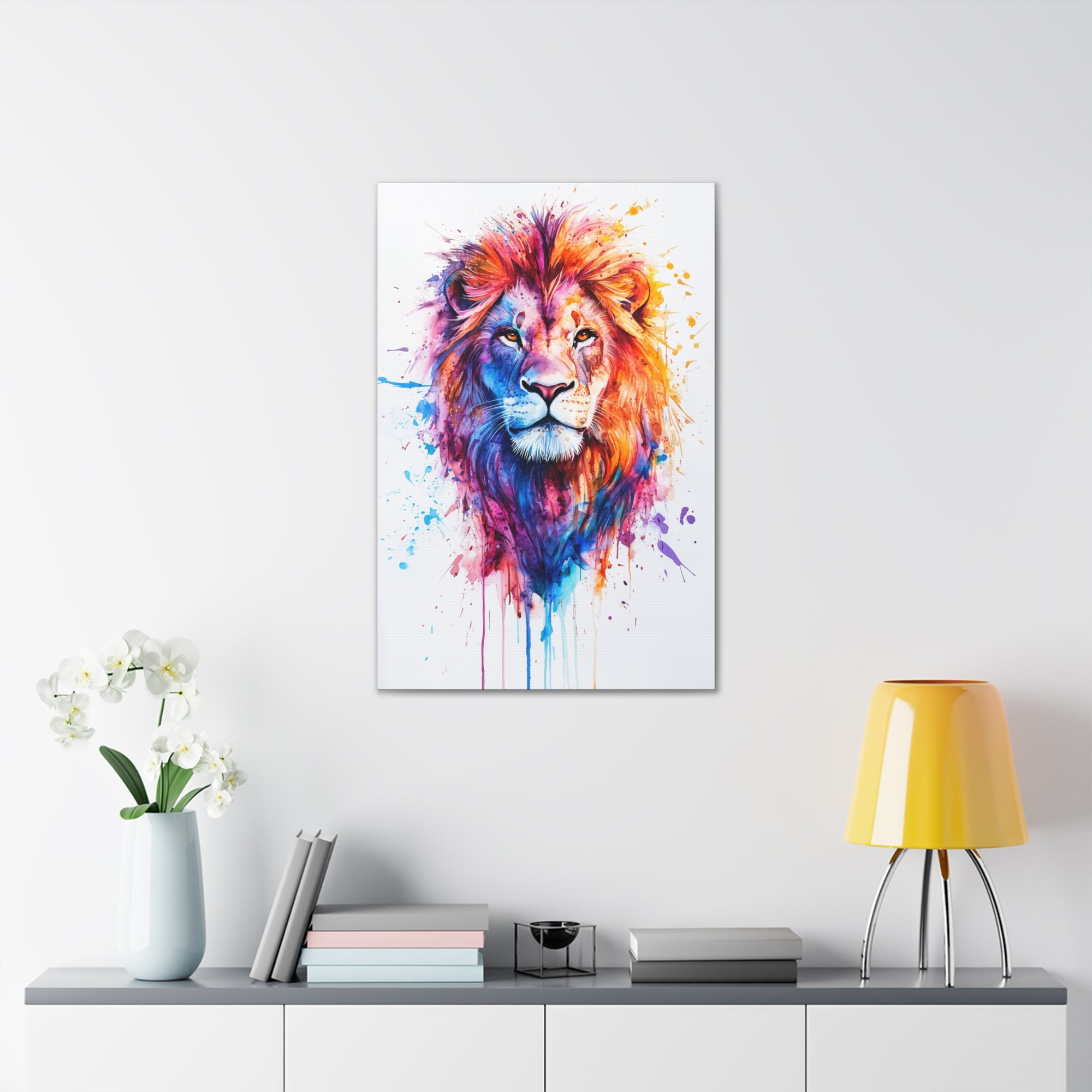 Watercolor Lion Canvas Wall Art - SynthFrame