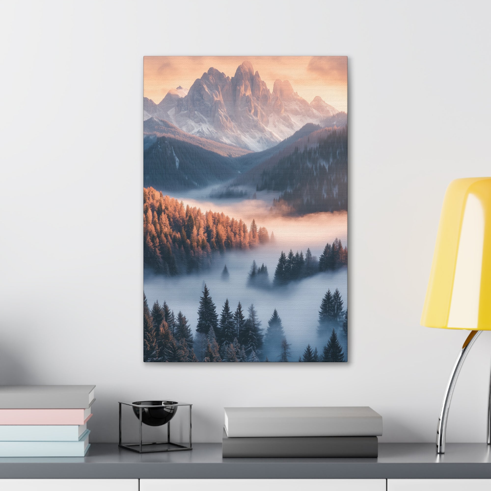 Misty Mountain Dreamscape Canvas Wall Art - SynthFrame