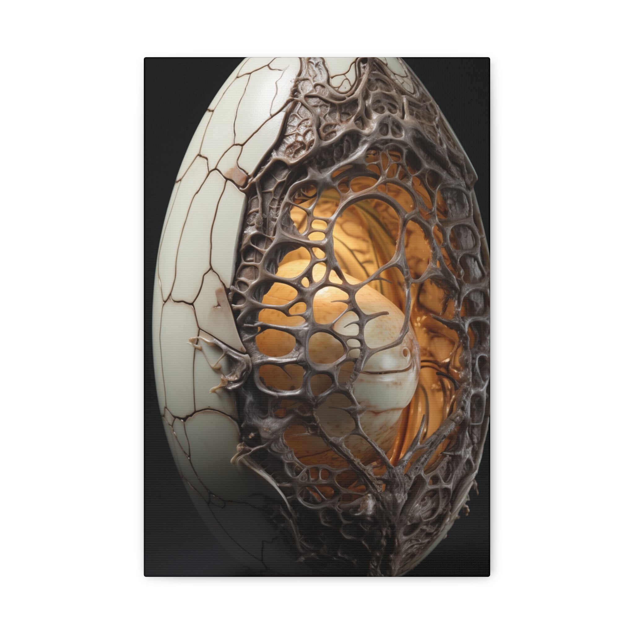 White Alien Egg 4 Canvas Wall Art - SynthFrame