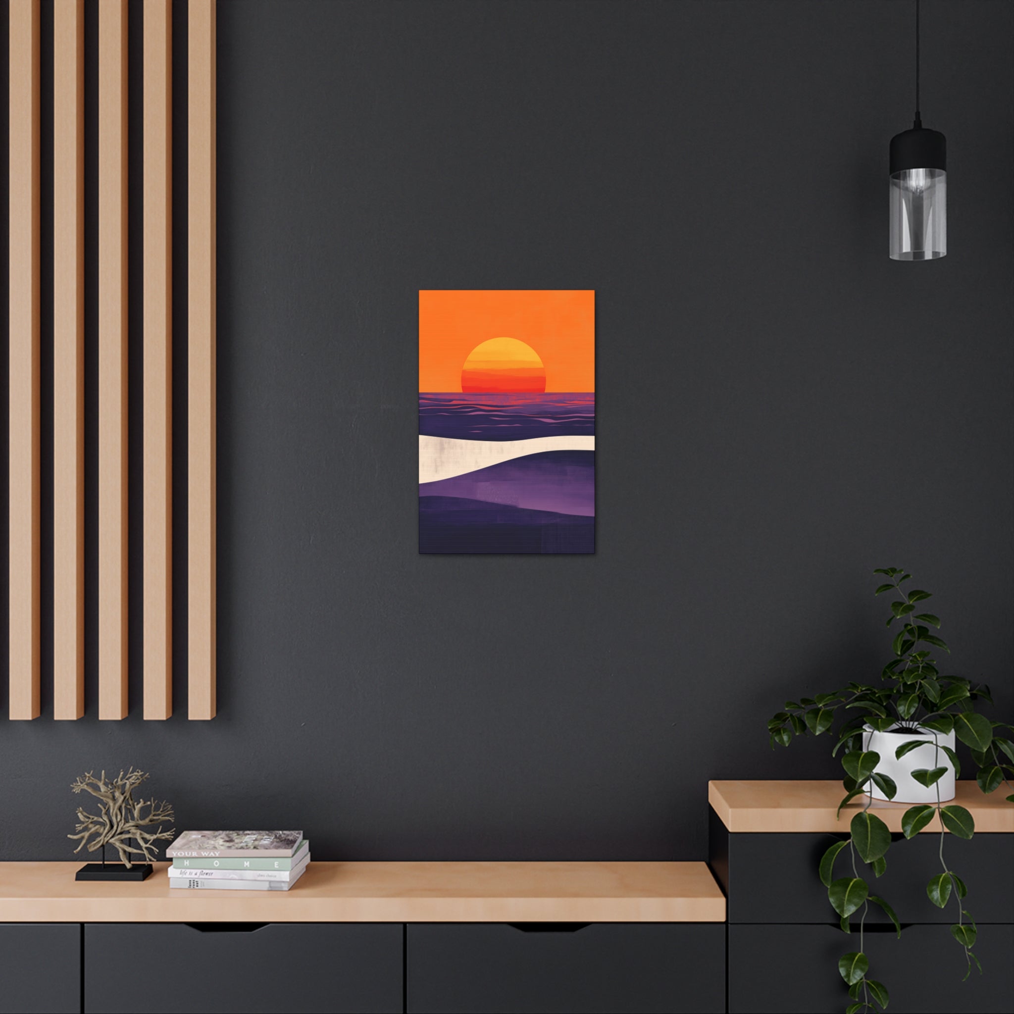 Abstract Coastal Sunset Canvas Wall Art - SynthFrame