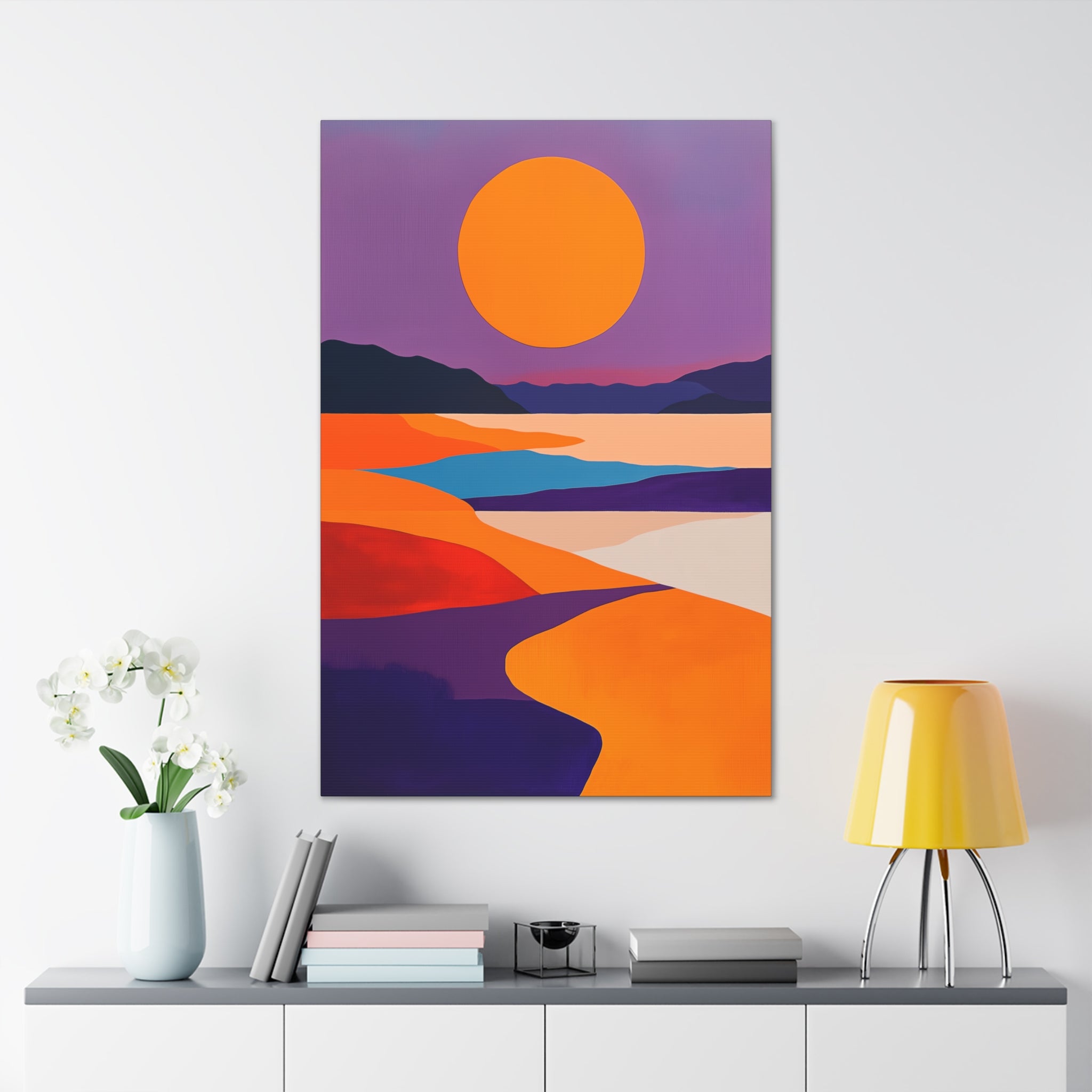 Abstract Coastal Sunset Canvas Wall Art - SynthFrame